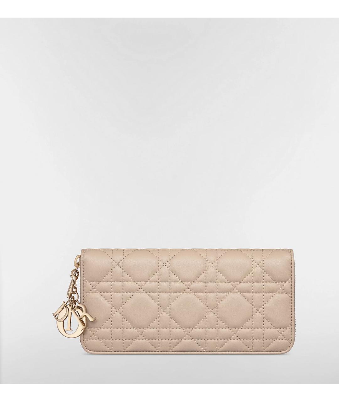 CHRISTIAN DIOR Бежевый кожаный кошелек, фото 6