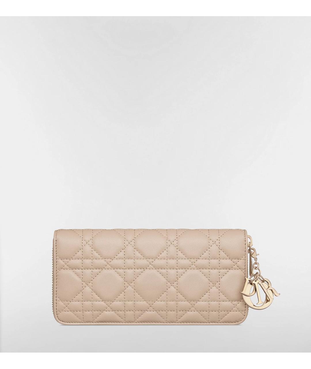 CHRISTIAN DIOR Бежевый кожаный кошелек, фото 5