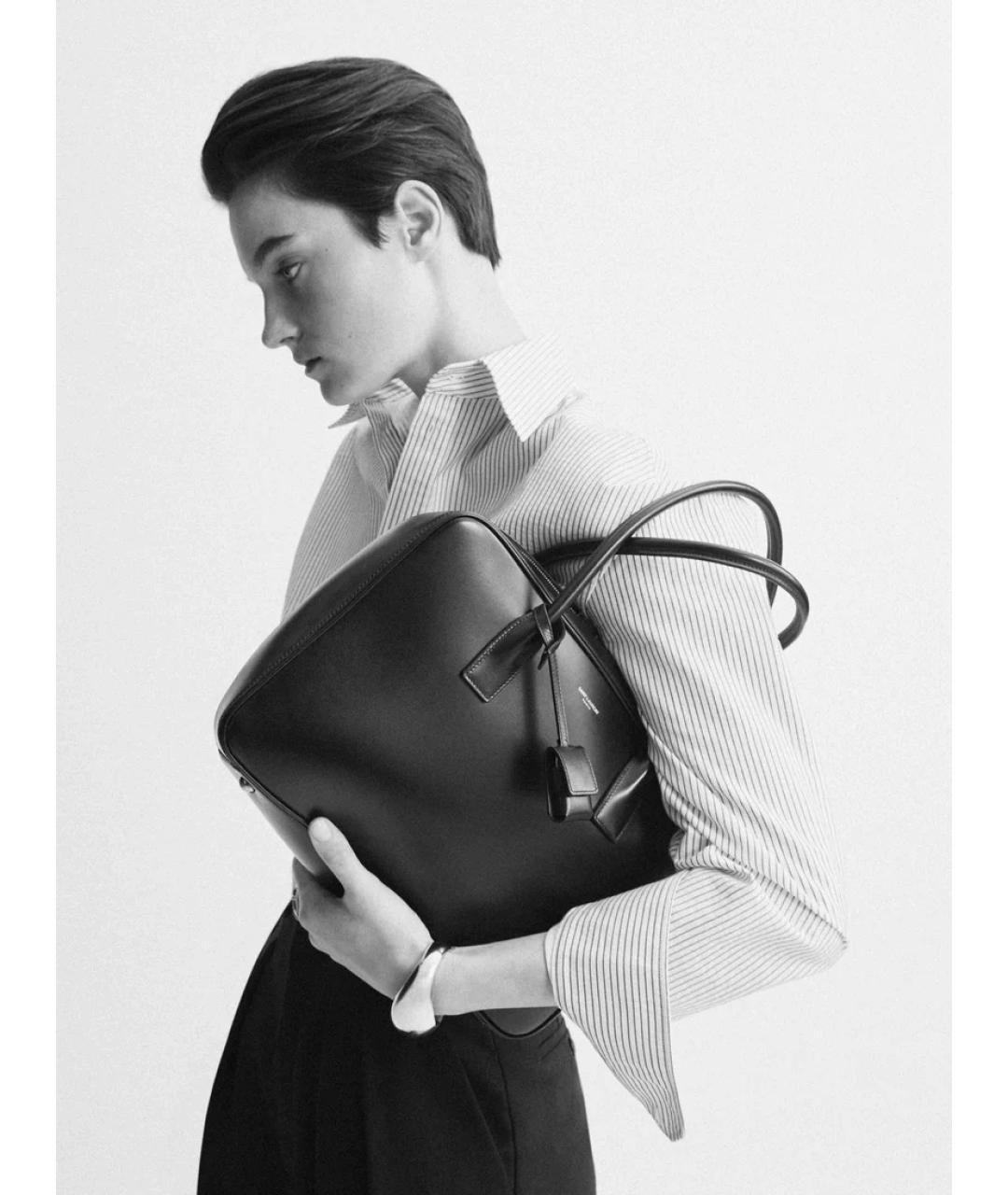 SAINT LAURENT Черная кожаная сумка через плечо, фото 5