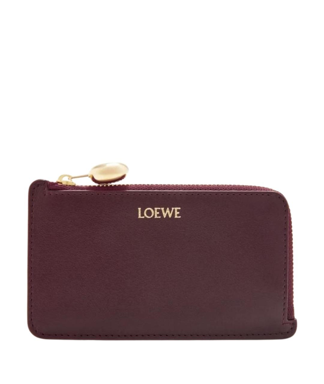 LOEWE Бордовый кожаный кардхолдер, фото 1