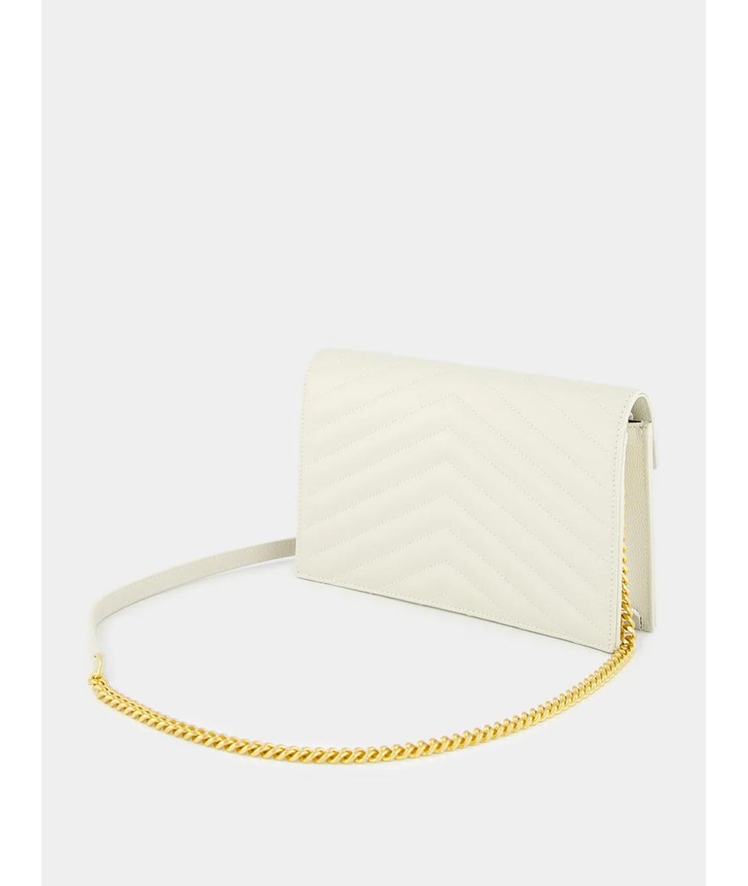 SAINT LAURENT Бежевая кожаная сумка через плечо, фото 4