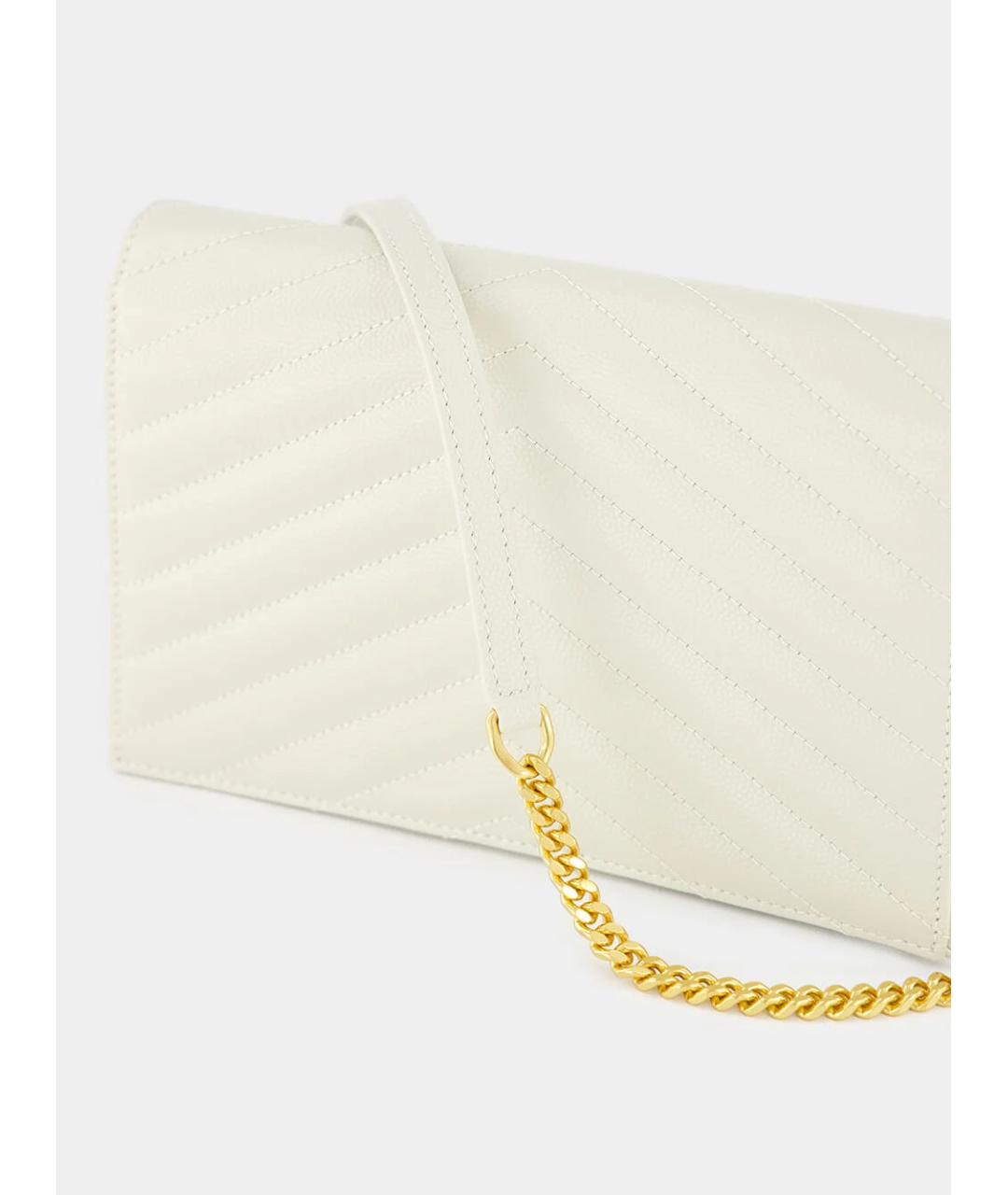 SAINT LAURENT Бежевая кожаная сумка через плечо, фото 7