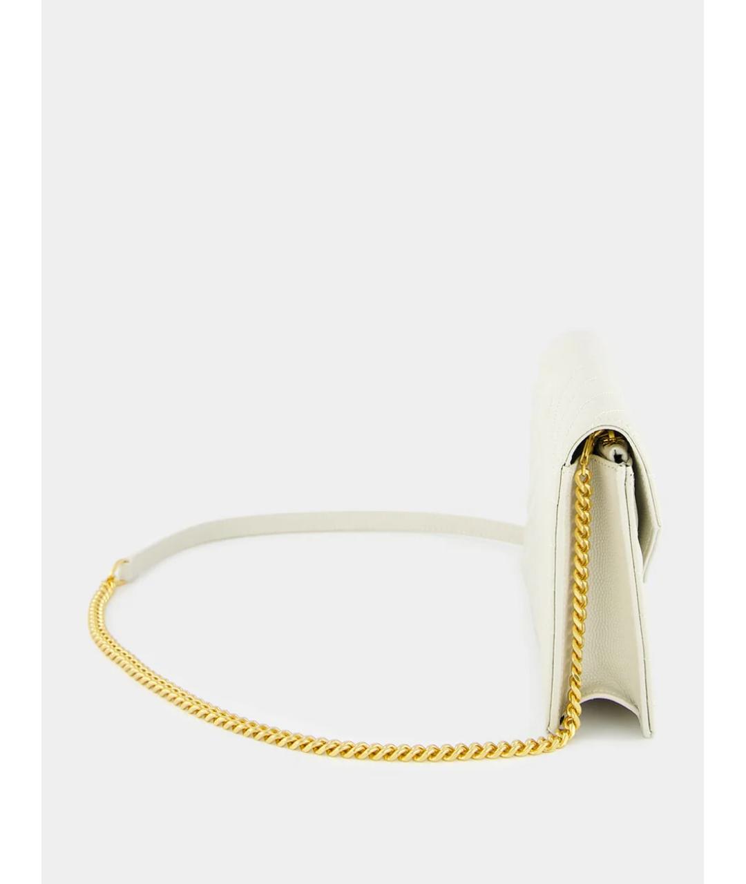 SAINT LAURENT Бежевая кожаная сумка через плечо, фото 3