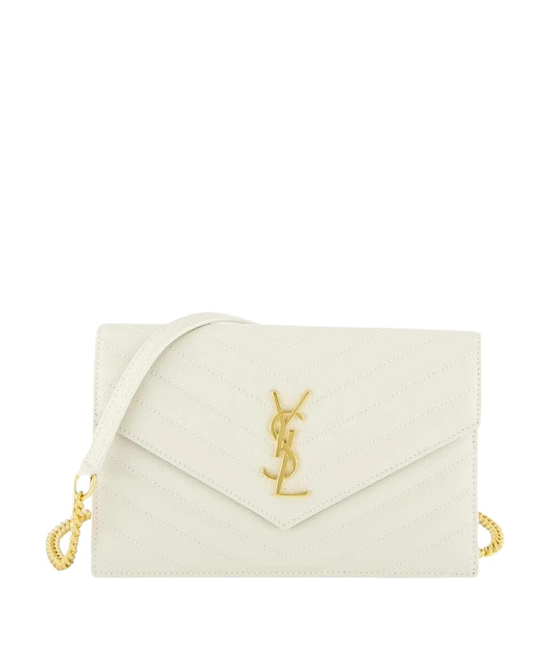 SAINT LAURENT Бежевая кожаная сумка через плечо, фото 1