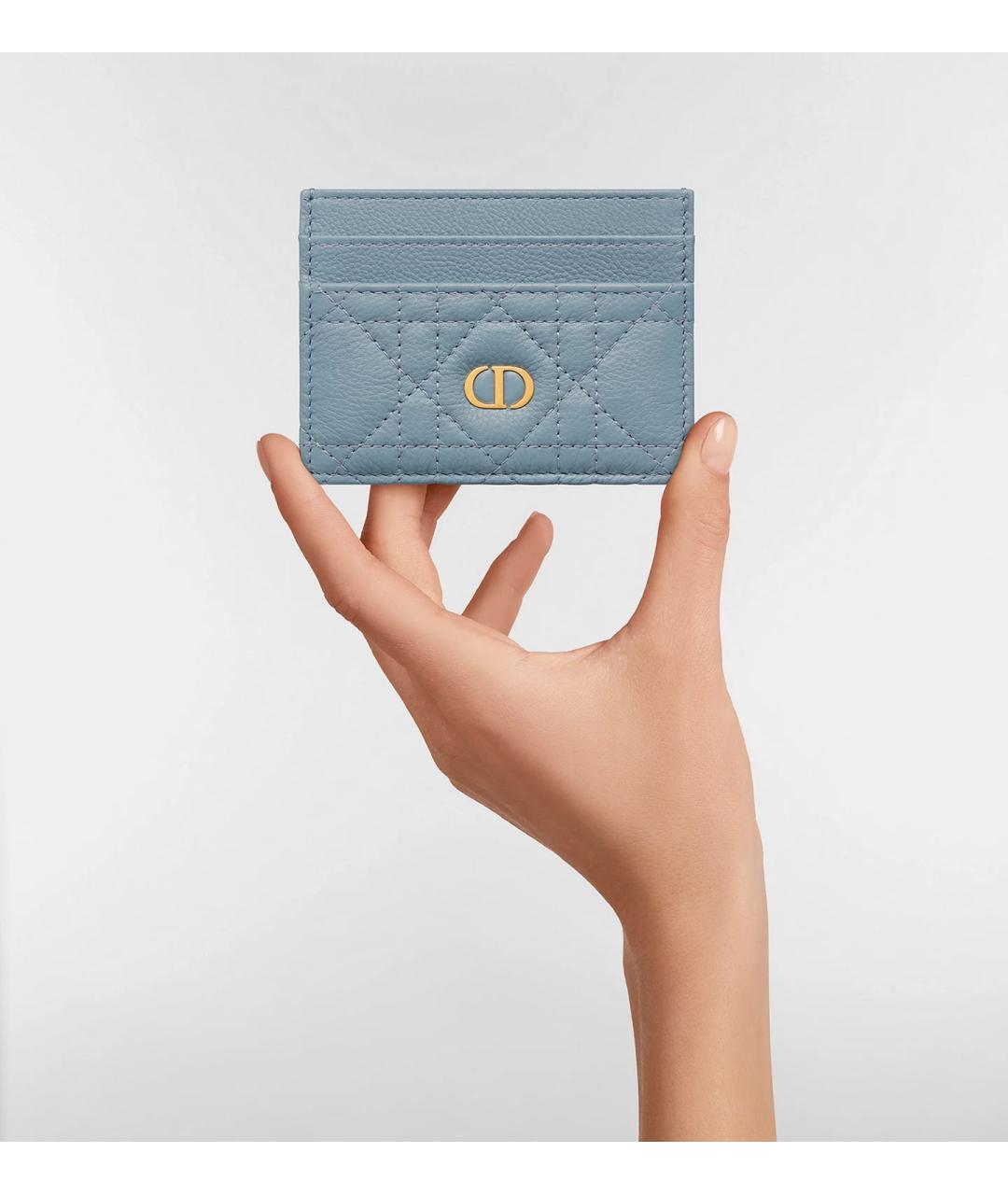 CHRISTIAN DIOR Голубой кожаный кардхолдер, фото 5