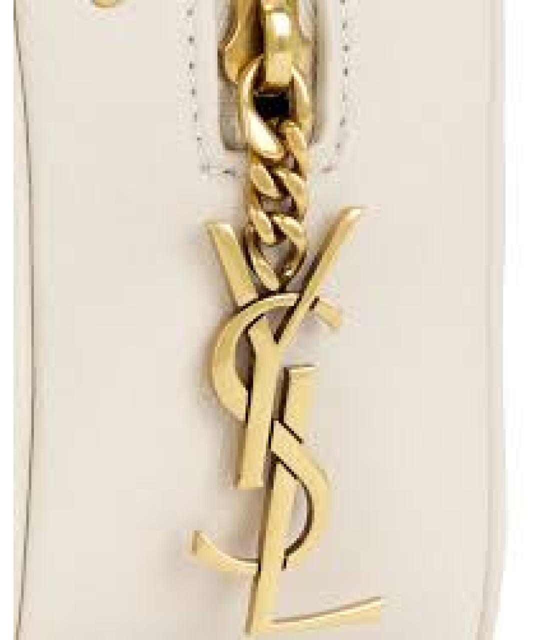 SAINT LAURENT Бежевая кожаная сумка через плечо, фото 3