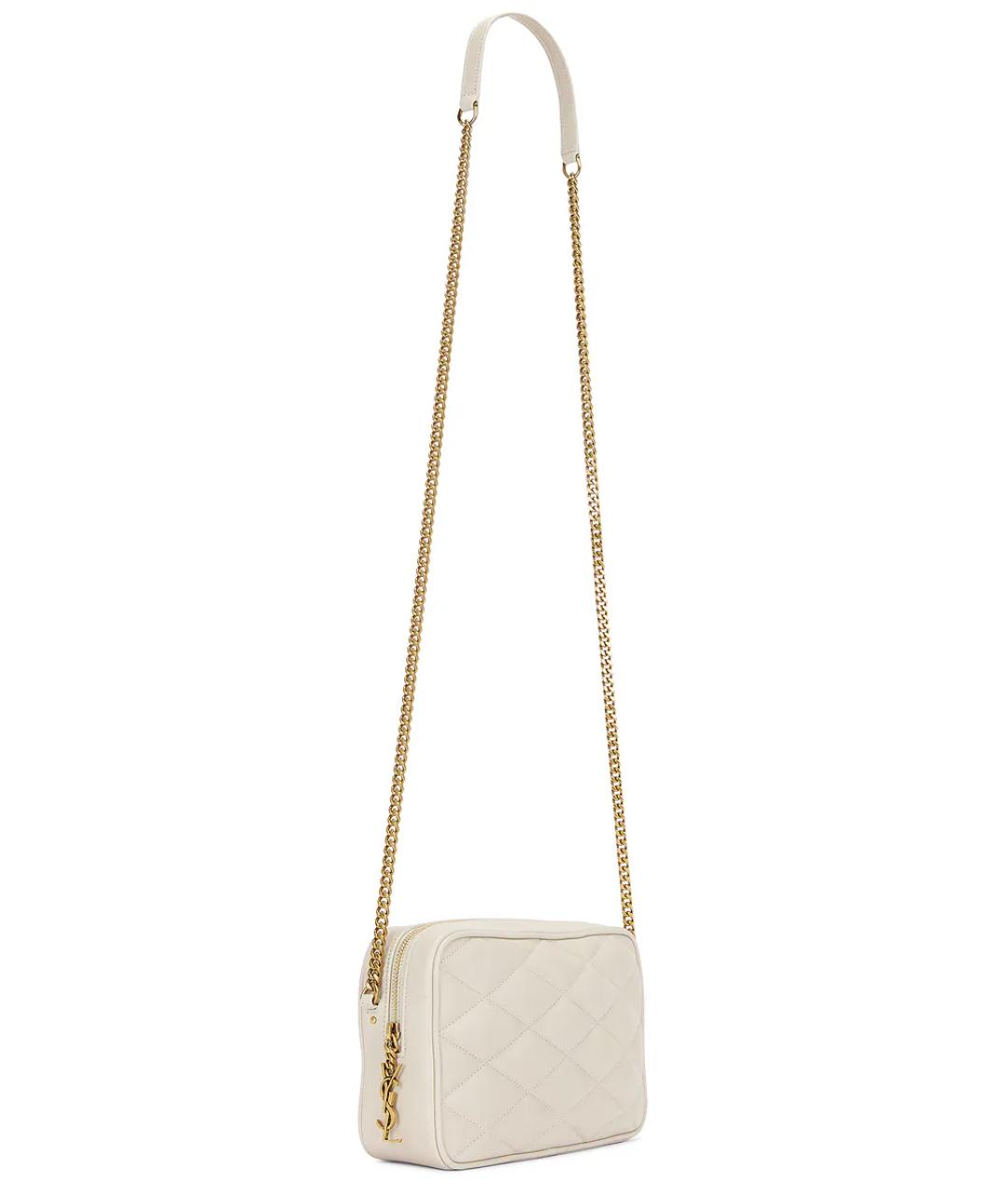 SAINT LAURENT Бежевая кожаная сумка через плечо, фото 2