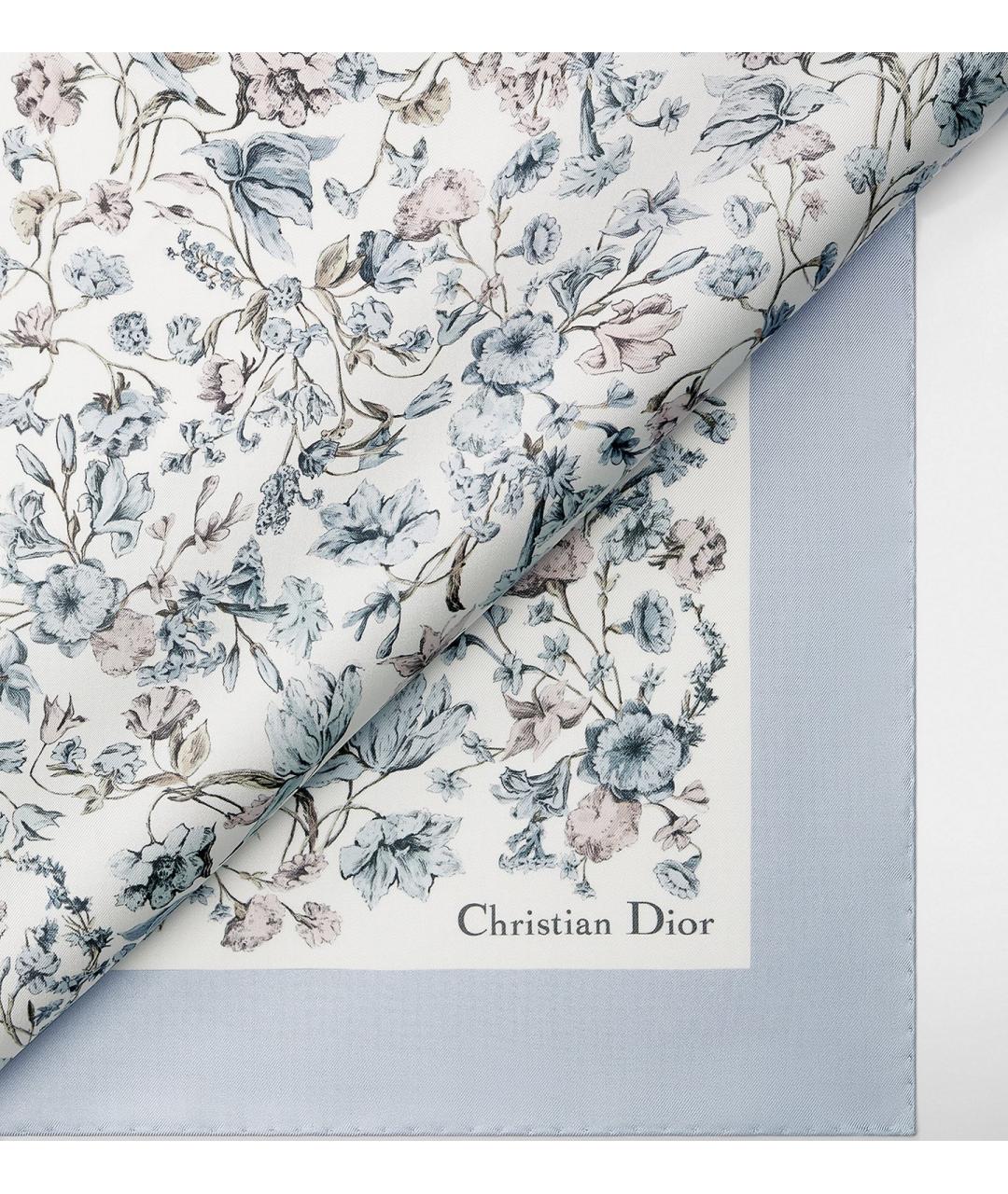 CHRISTIAN DIOR Голубой шелковый платок, фото 2