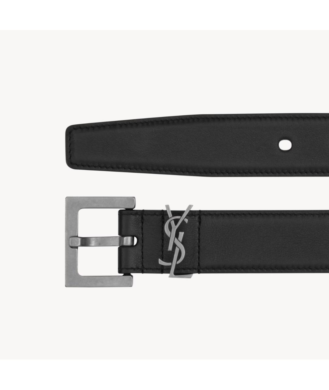 SAINT LAURENT Черный кожаный ремень, фото 2