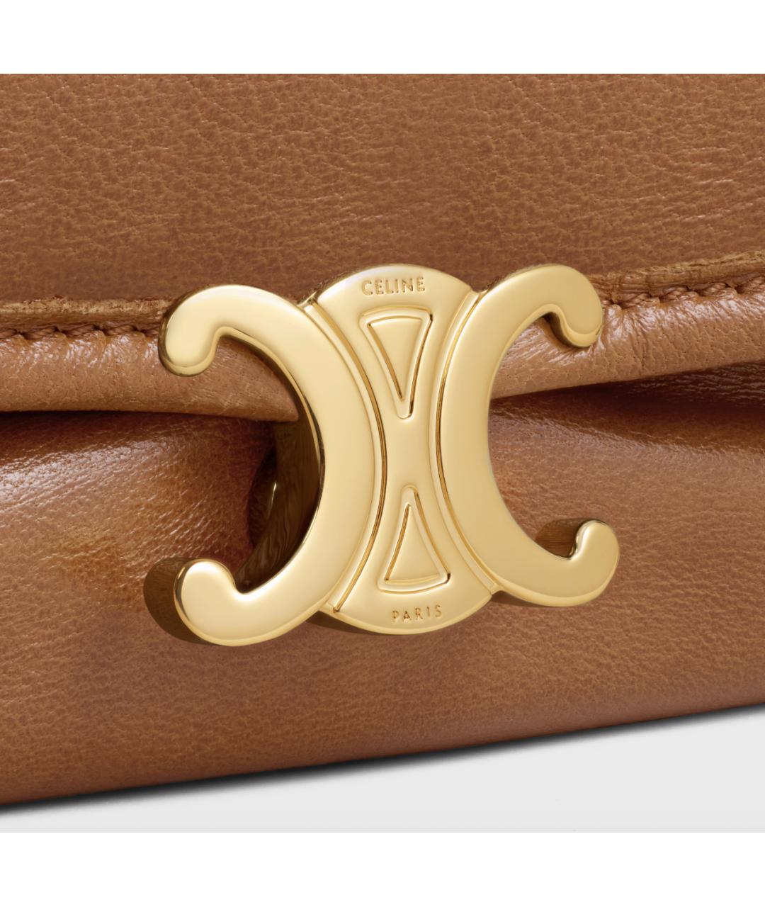 CELINE Бежевая кожаная сумка через плечо, фото 4