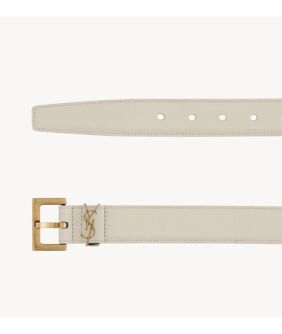 SAINT LAURENT Бежевый кожаный ремень, фото 2