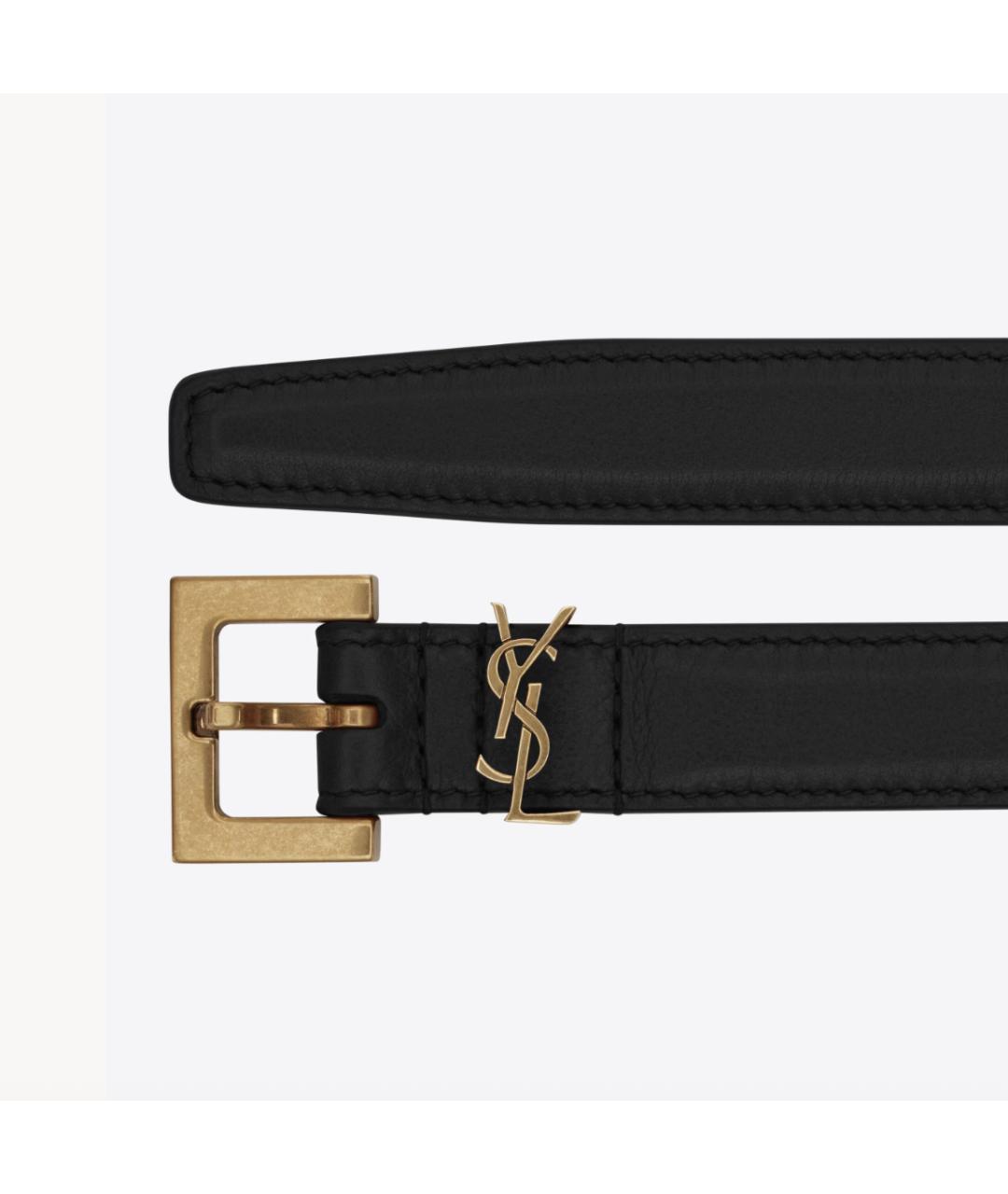 SAINT LAURENT Черный кожаный ремень, фото 2