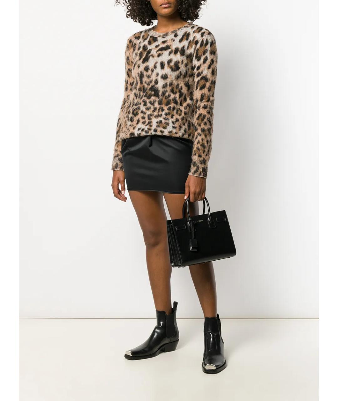 SAINT LAURENT Черная кожаная сумка с короткими ручками, фото 2