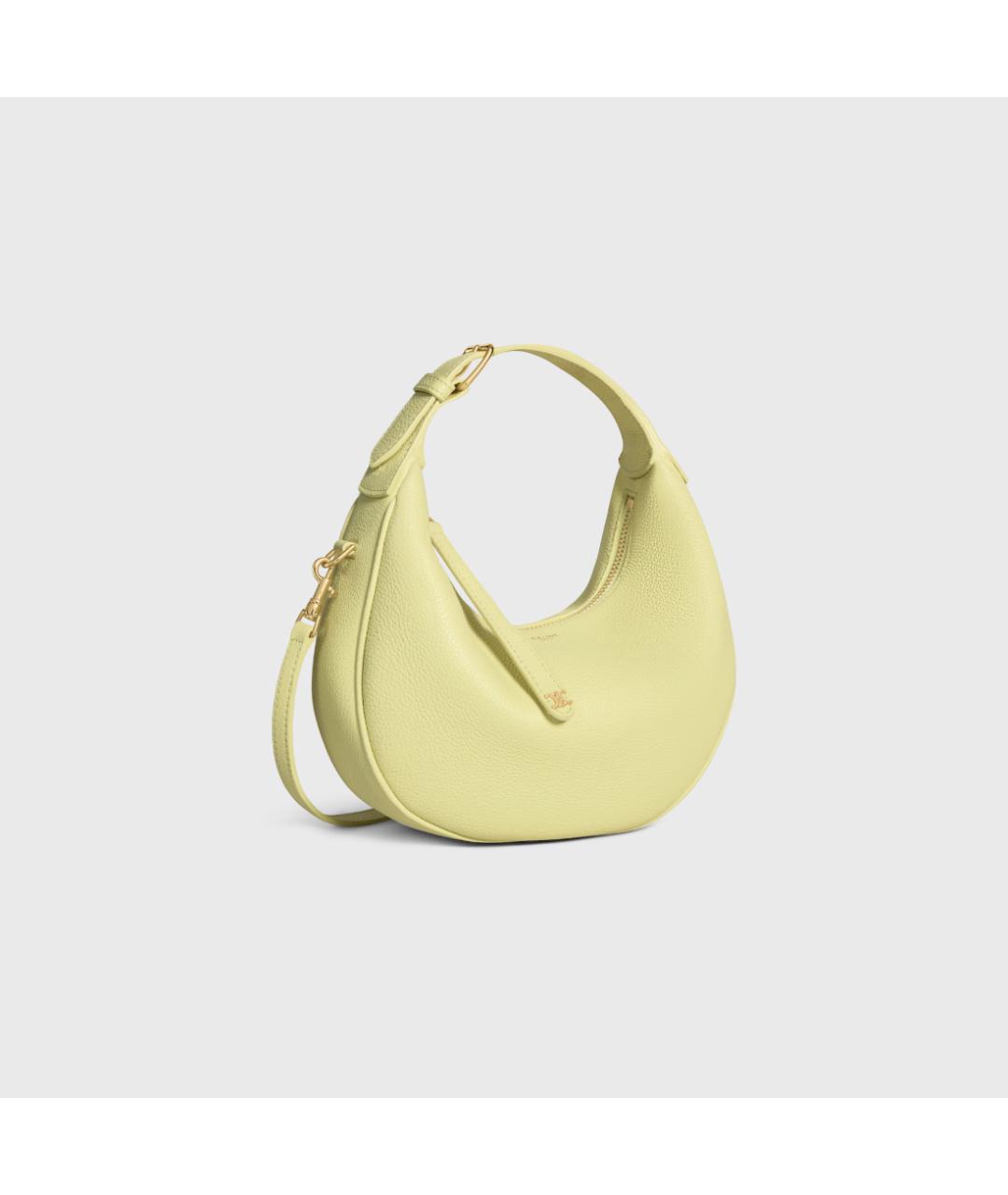 CELINE Желтая кожаная сумка с короткими ручками, фото 2