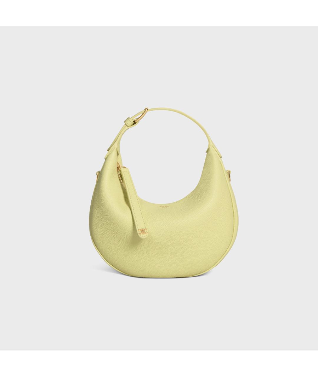 CELINE Желтая кожаная сумка с короткими ручками, фото 6