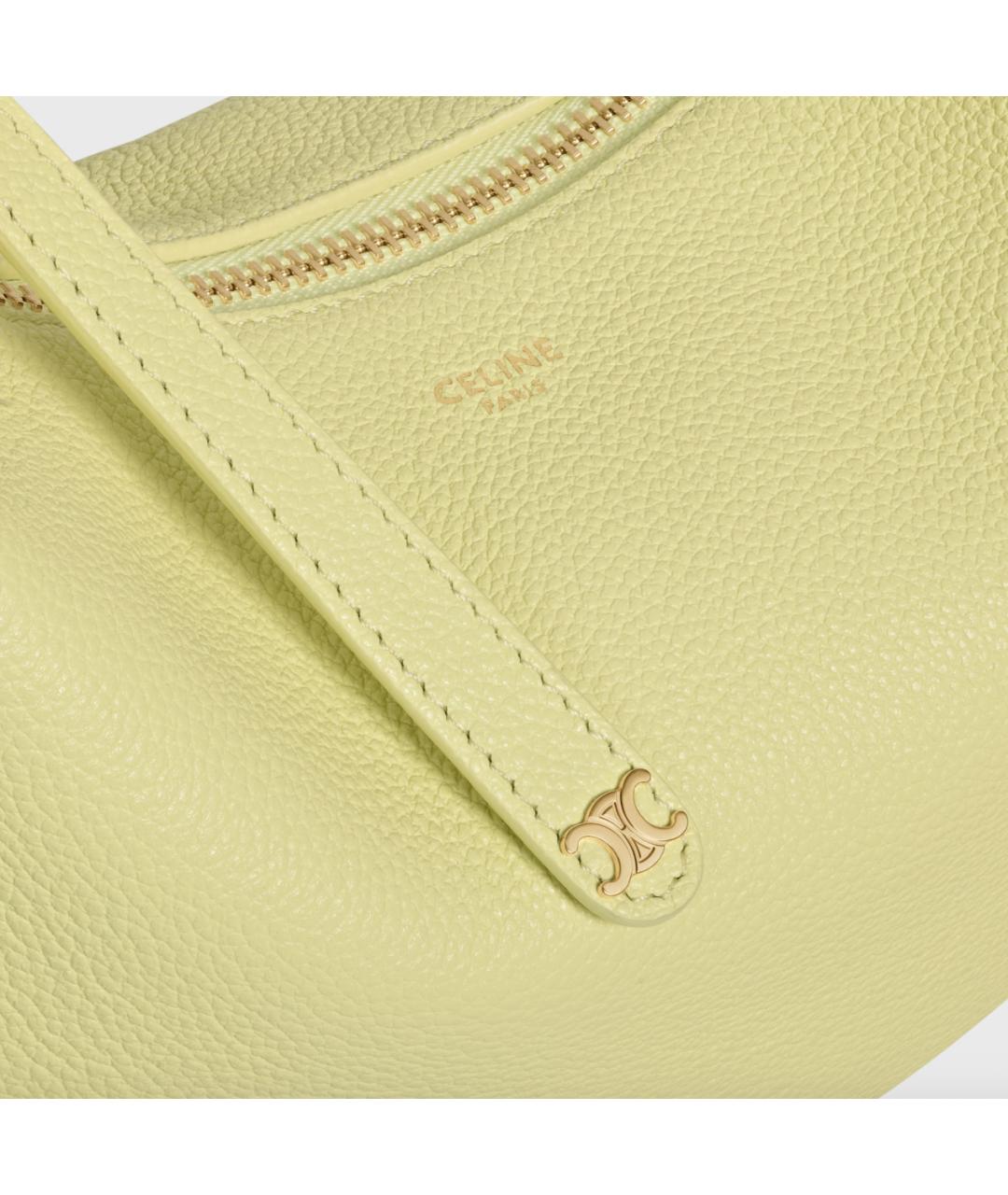 CELINE Желтая кожаная сумка с короткими ручками, фото 5