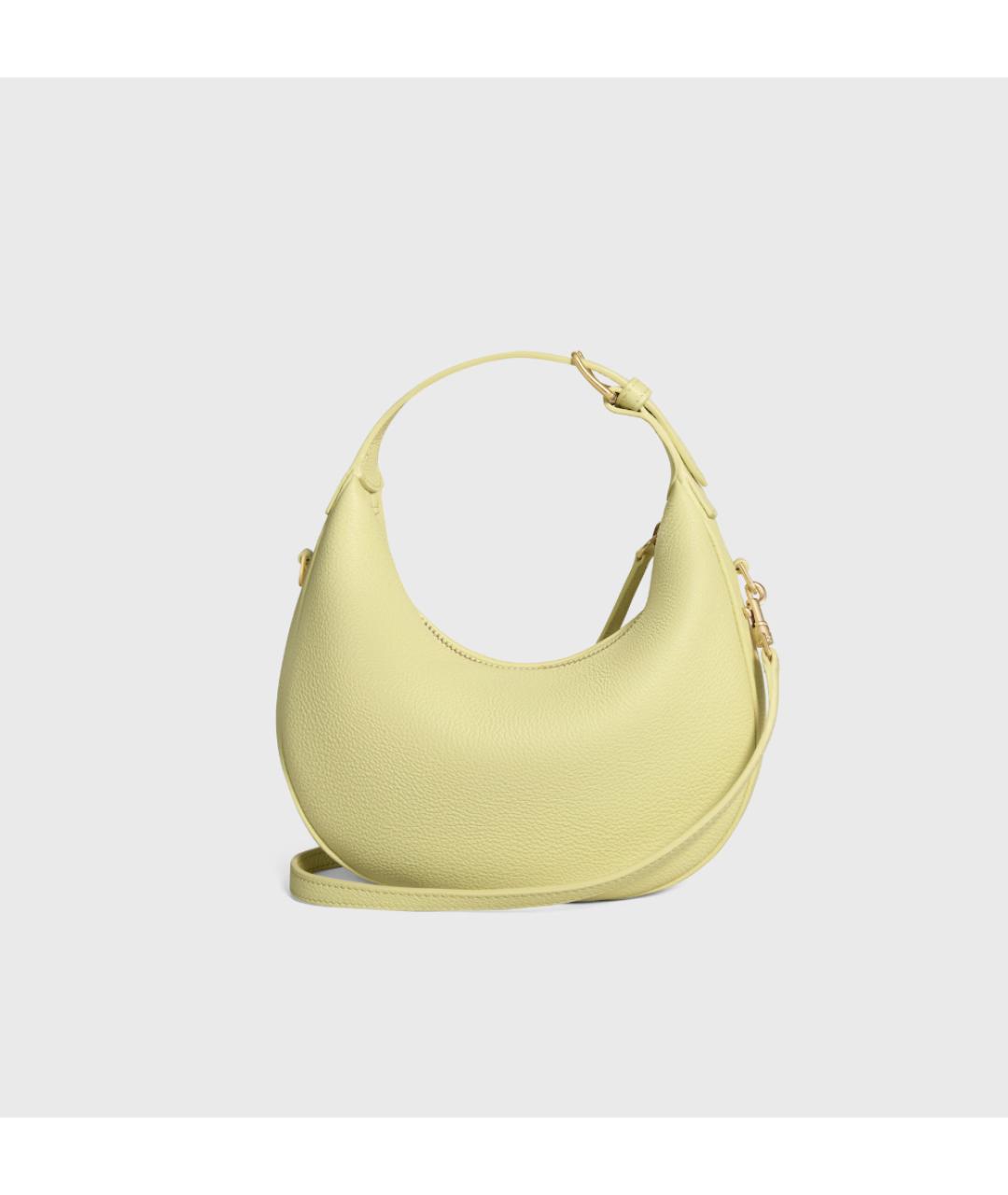 CELINE Желтая кожаная сумка с короткими ручками, фото 3