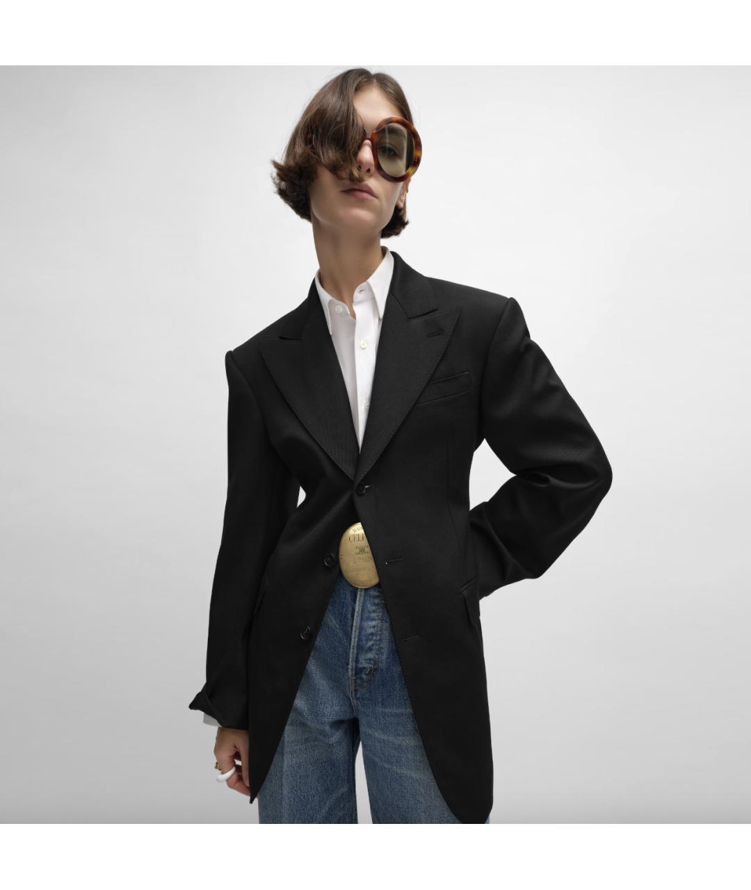 CELINE Черный шерстяной жакет/пиджак, фото 2