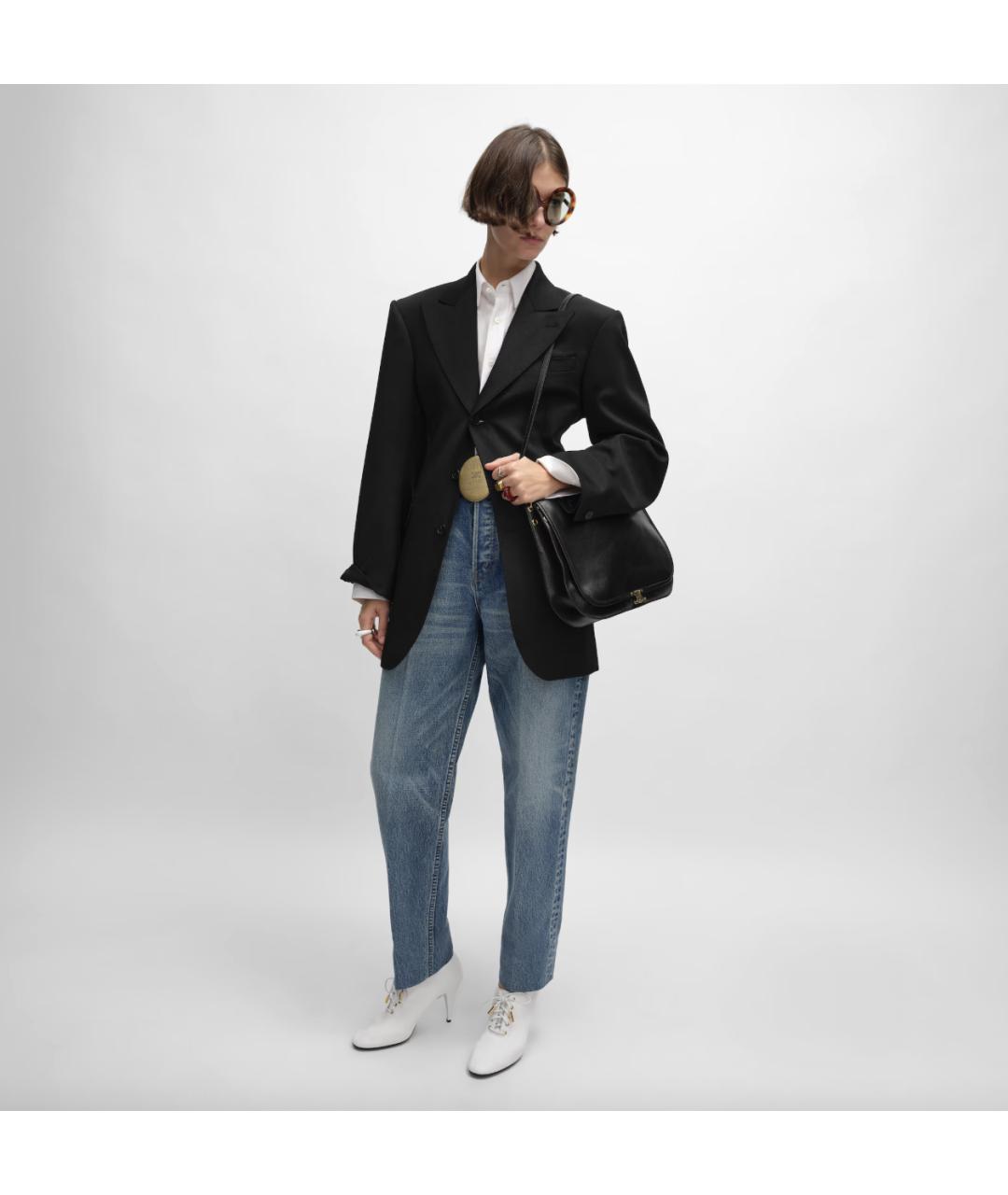 CELINE Черный шерстяной жакет/пиджак, фото 7