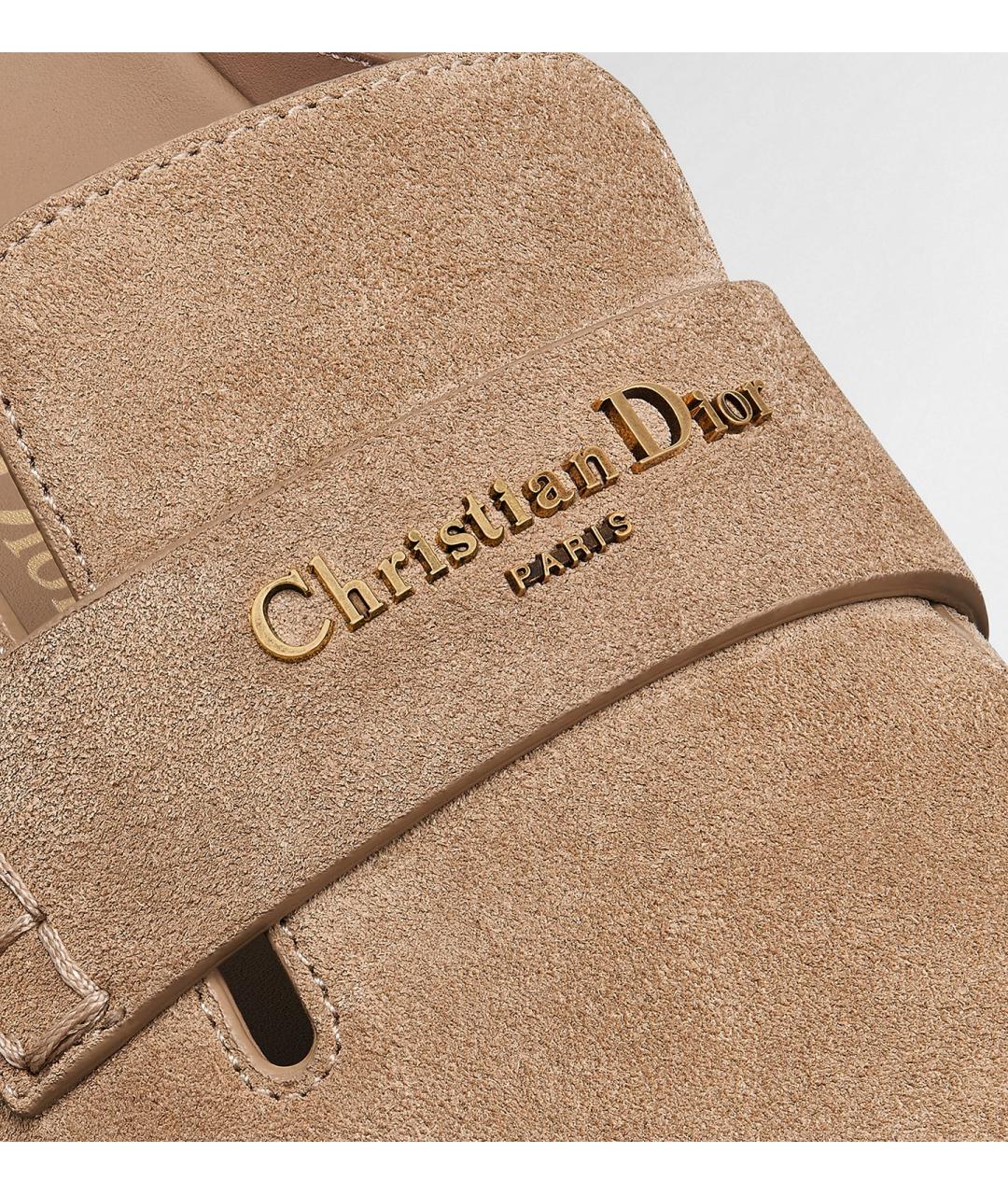 CHRISTIAN DIOR Бежевые замшевые сабо, фото 4