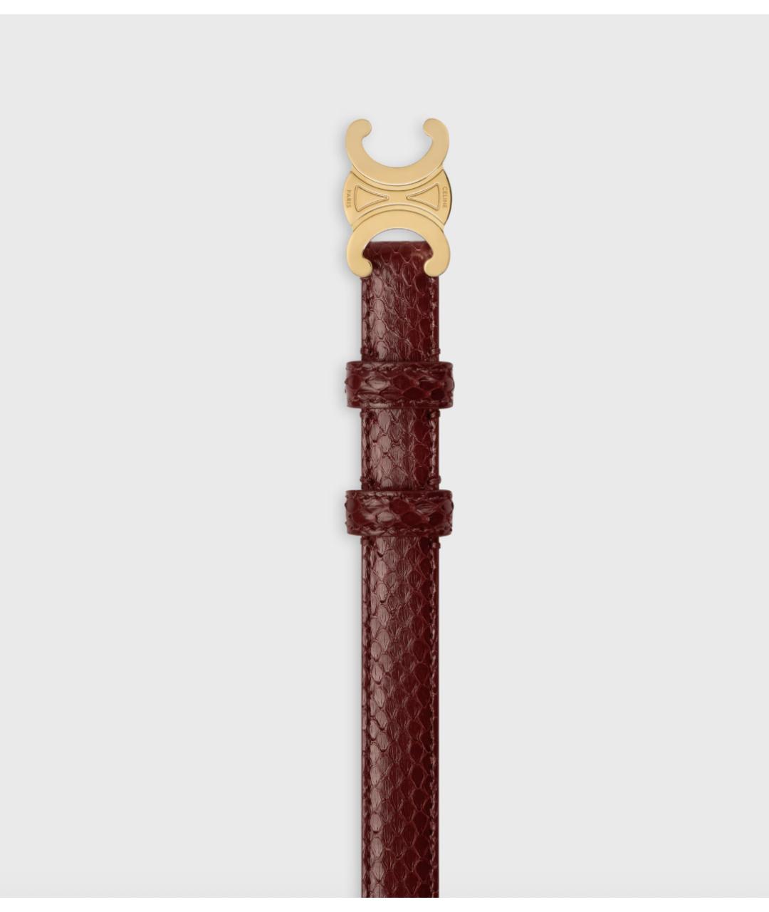 CELINE Бордовый ремень из экзотической кожи, фото 3