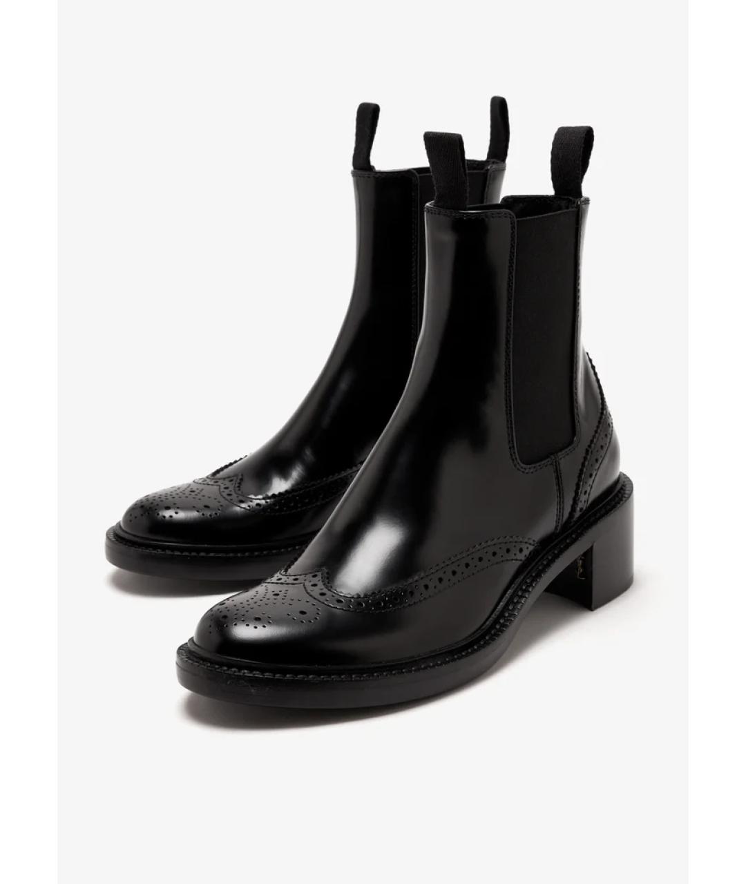 SAINT LAURENT Черные кожаные ботинки, фото 4