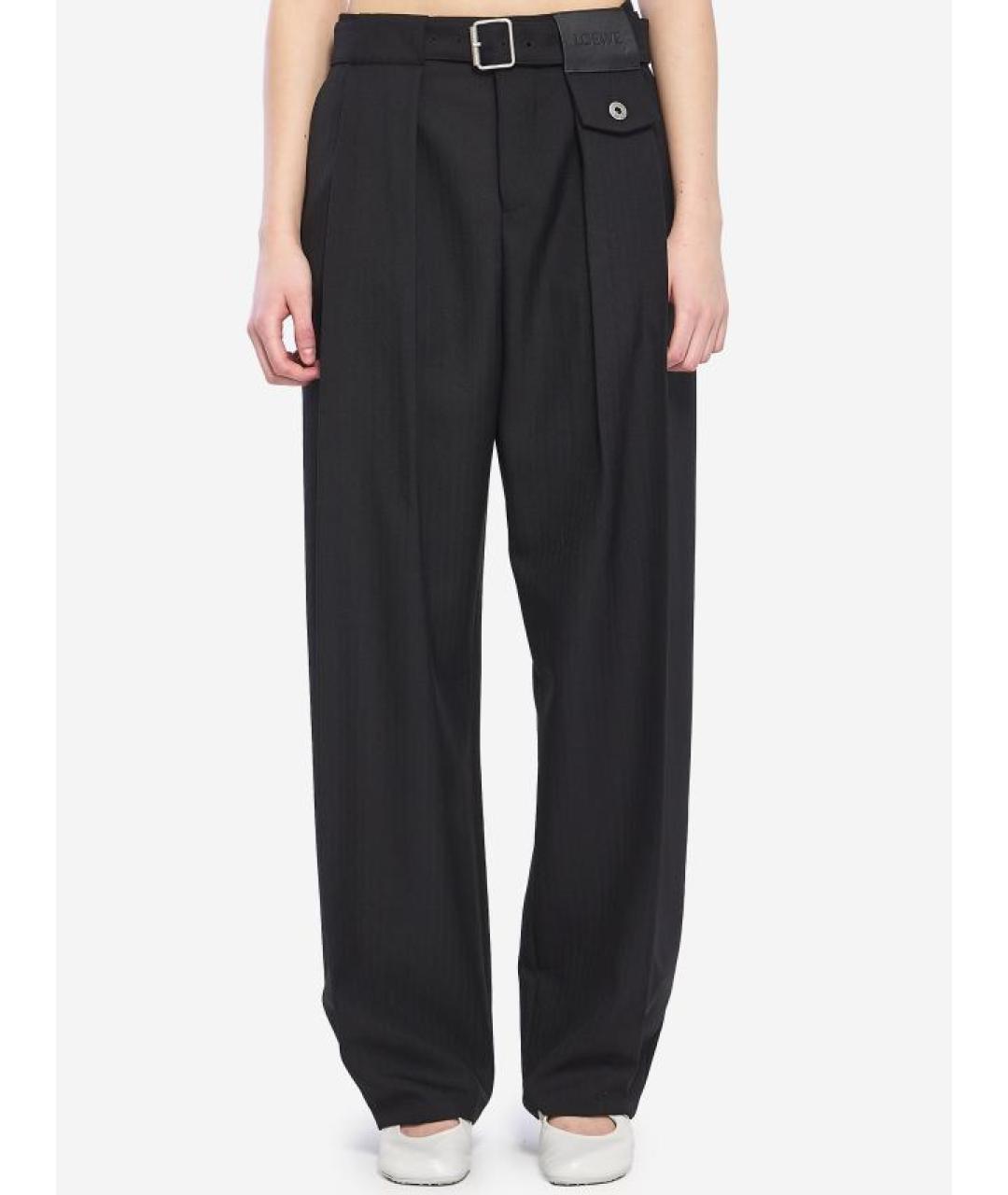 LOEWE Черные шерстяные прямые брюки, фото 4