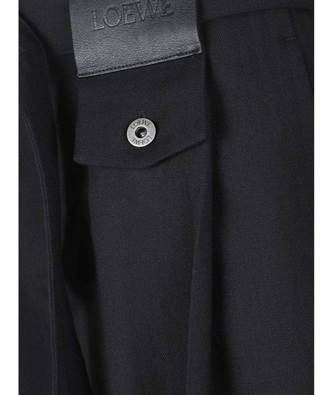 LOEWE Черные шерстяные прямые брюки, фото 2