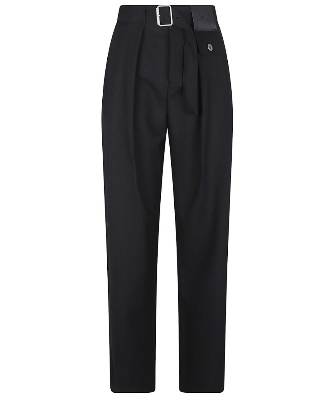 LOEWE Черные шерстяные прямые брюки, фото 1