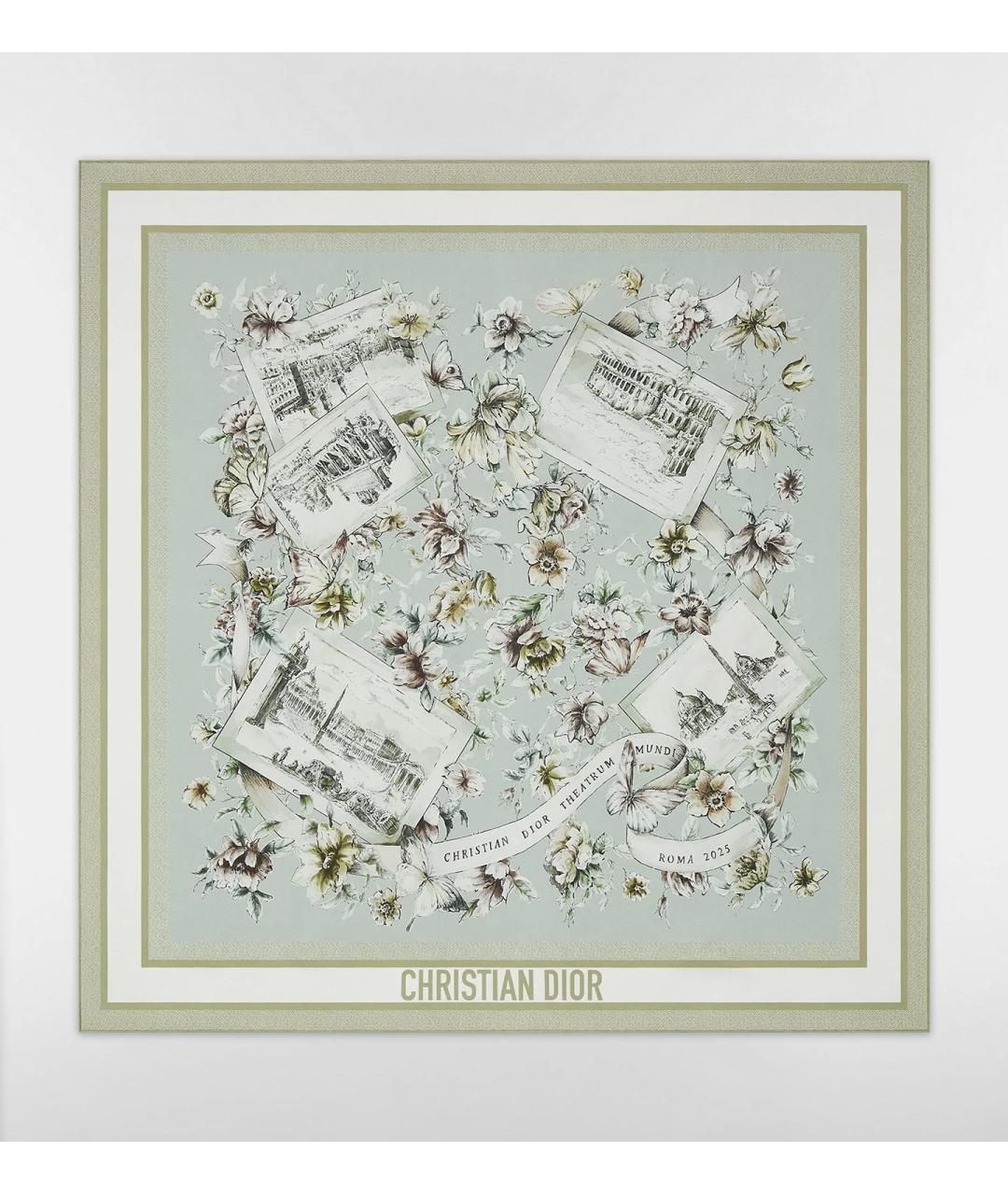 CHRISTIAN DIOR Зеленый шелковый шарф, фото 3