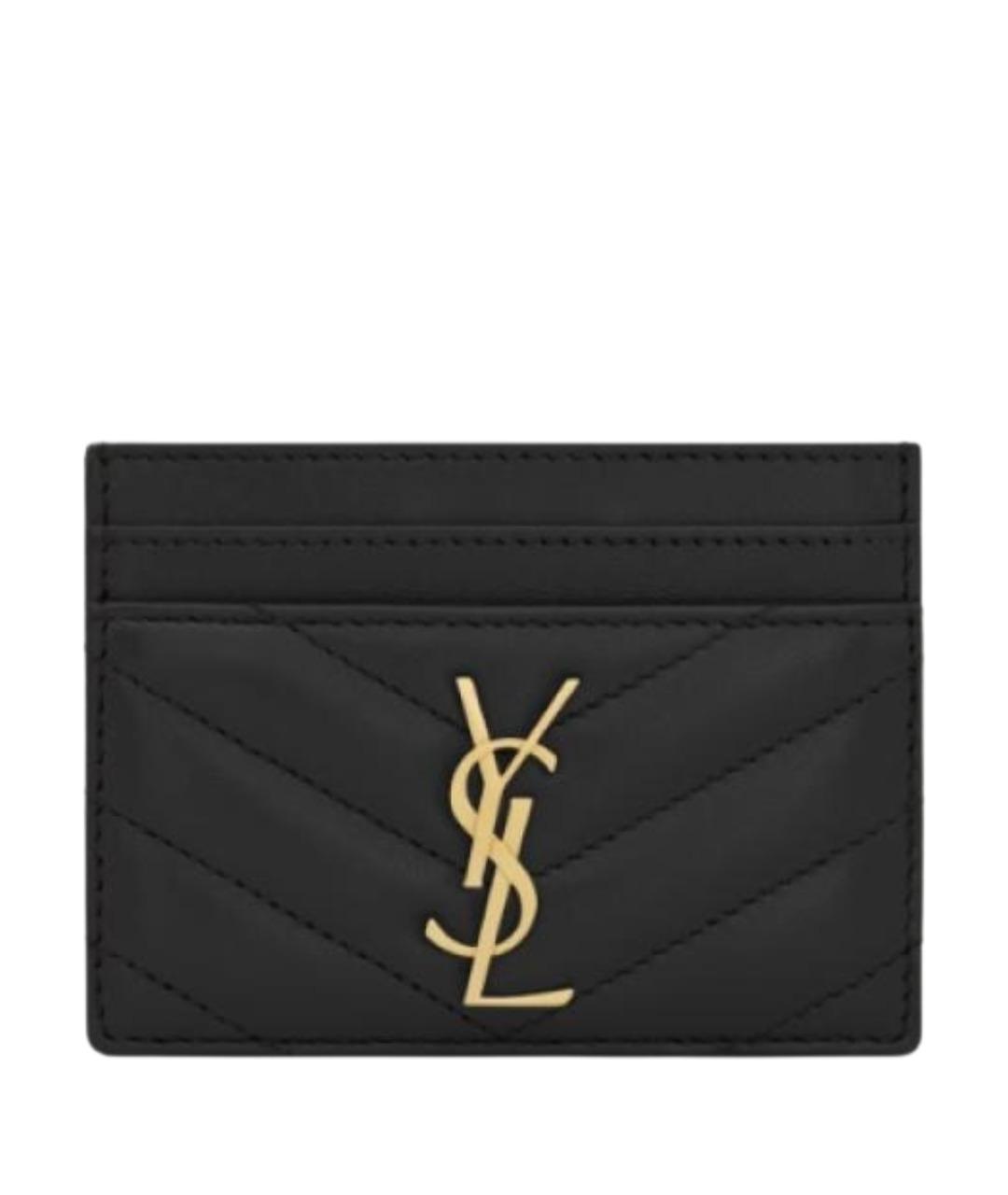 SAINT LAURENT Черный кожаный кардхолдер, фото 1