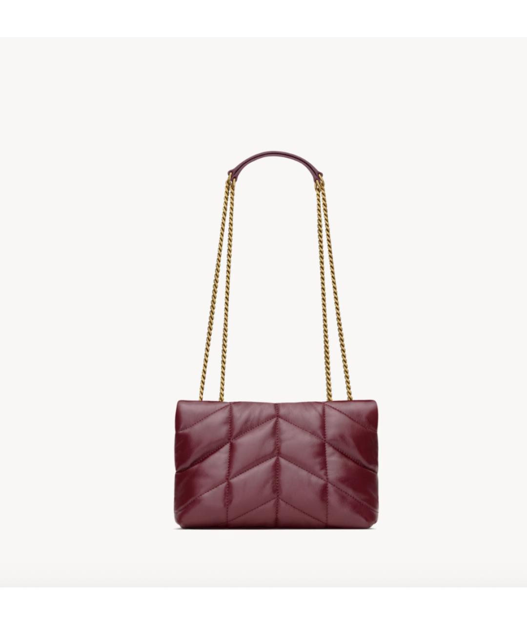 SAINT LAURENT Бордовая кожаная сумка через плечо, фото 3