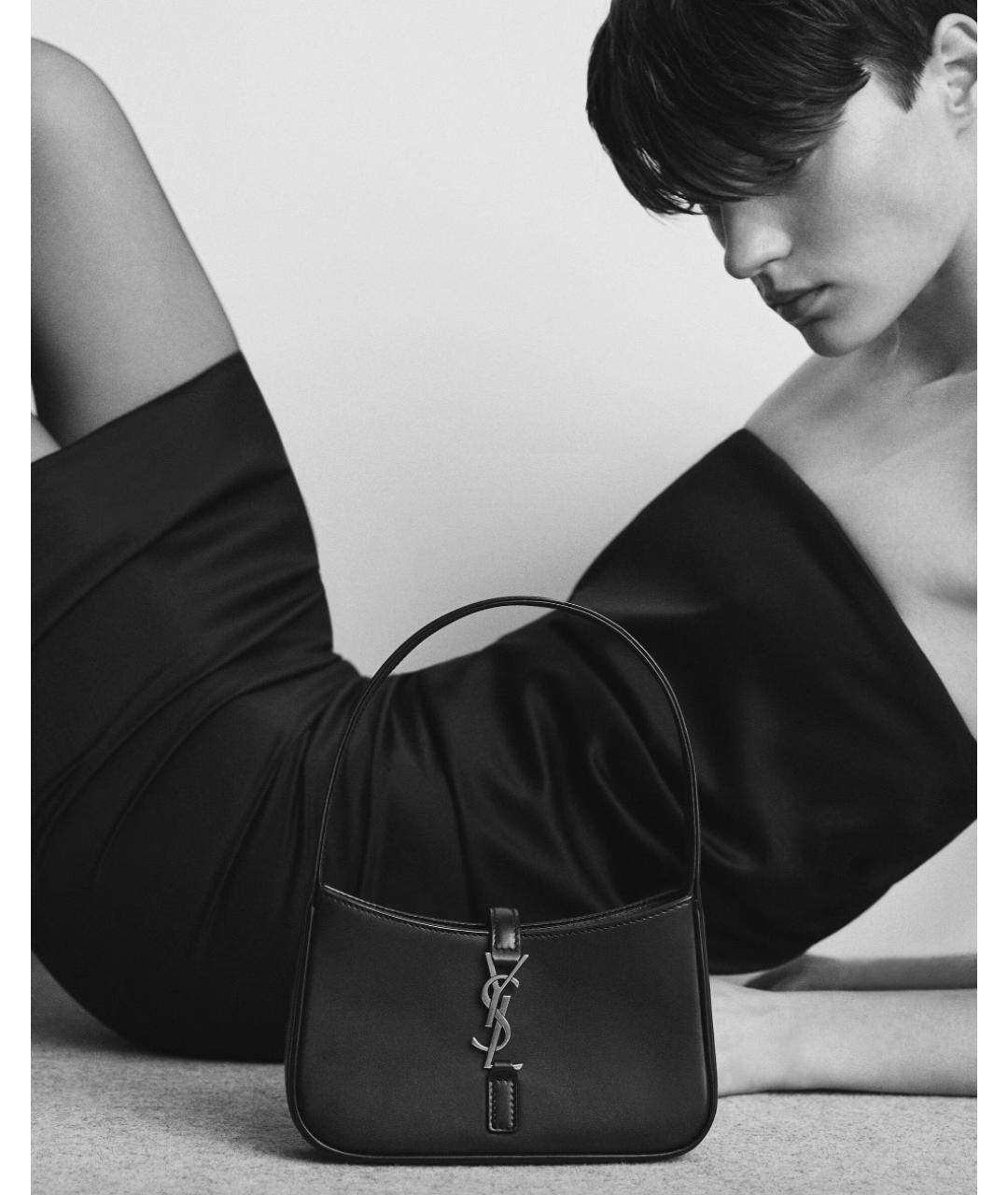 SAINT LAURENT Черная кожаная сумка через плечо, фото 2