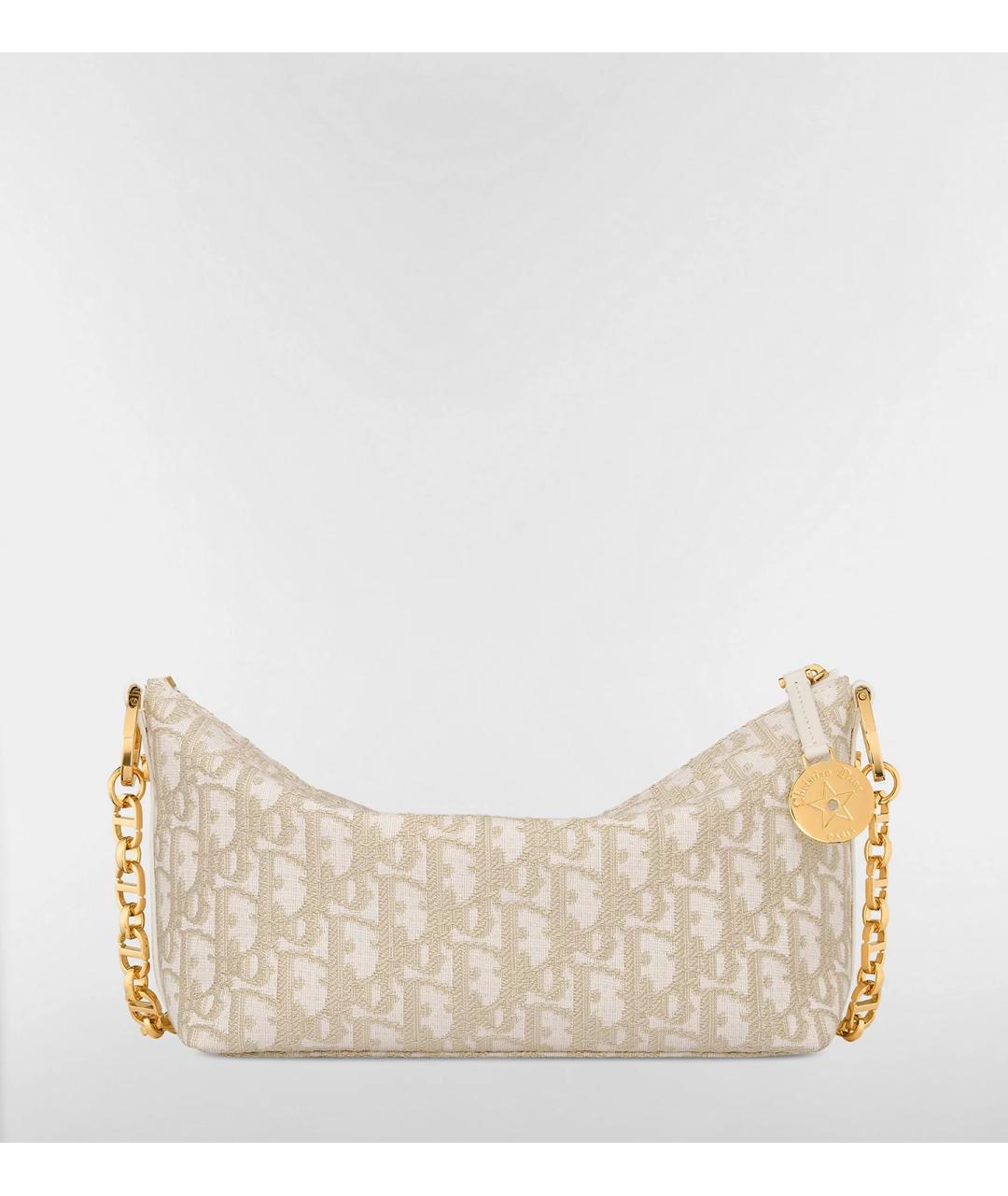 CHRISTIAN DIOR Золотая тканевая сумка через плечо, фото 5