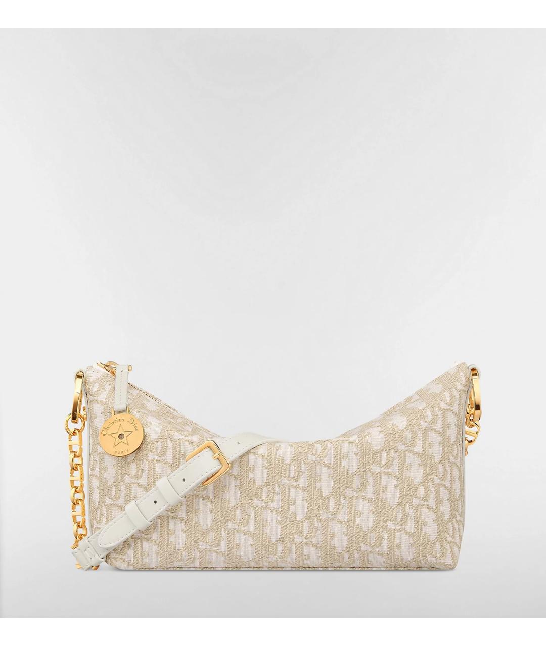 CHRISTIAN DIOR Золотая тканевая сумка через плечо, фото 6