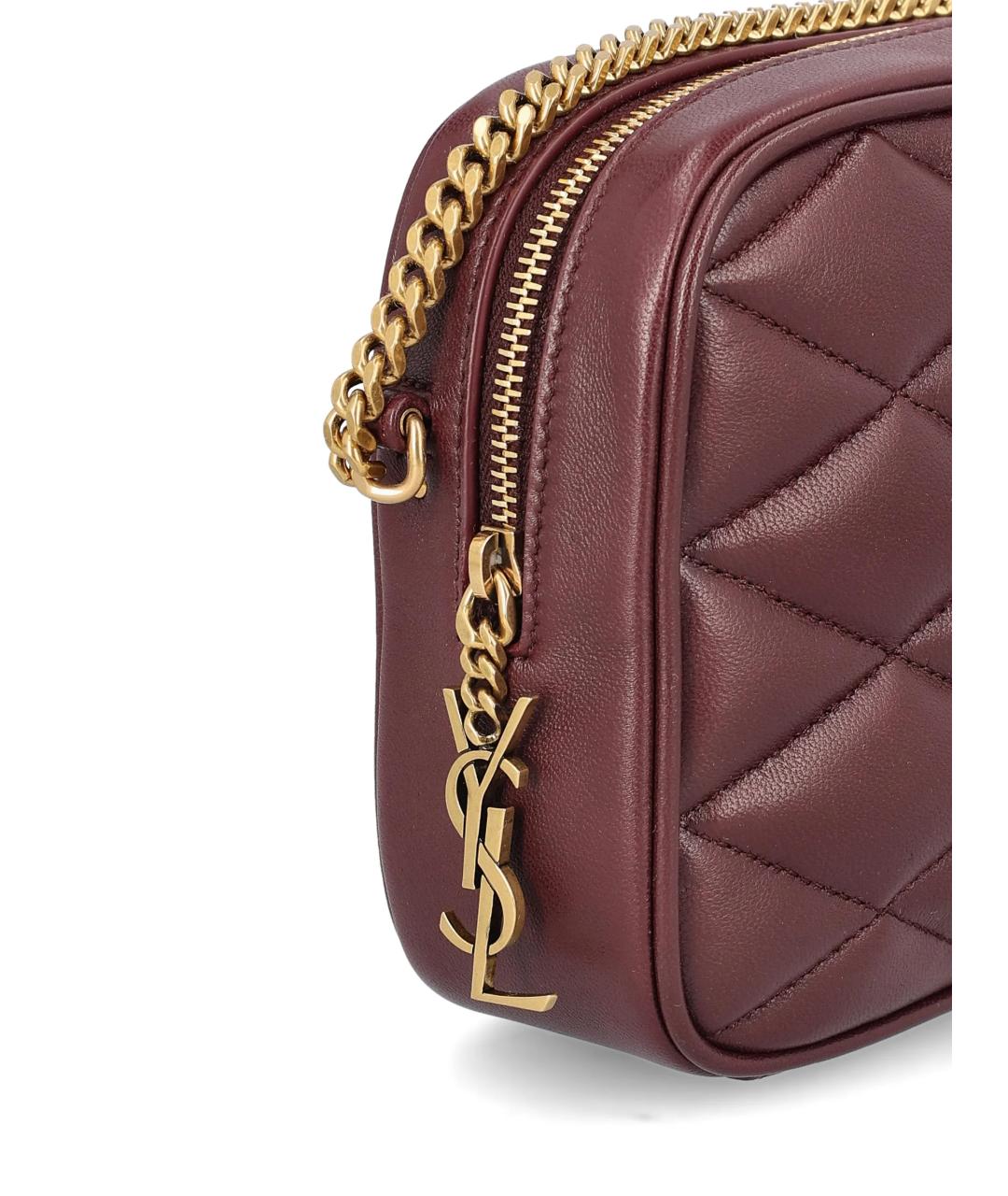 SAINT LAURENT Бордовая кожаная сумка через плечо, фото 4
