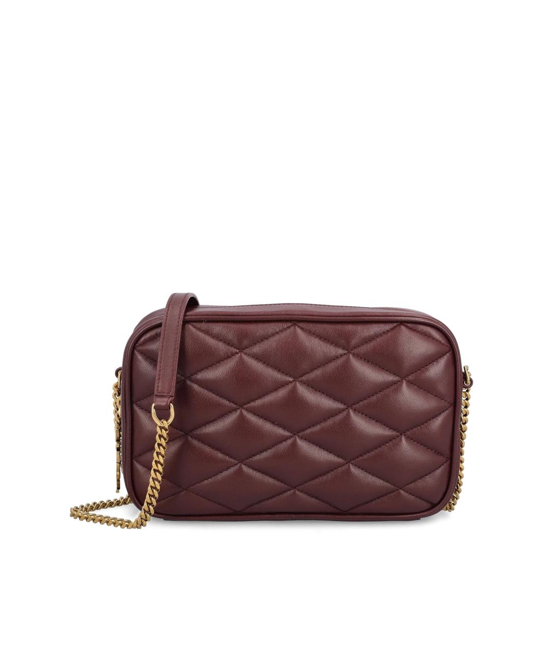 SAINT LAURENT Бордовая кожаная сумка через плечо, фото 1