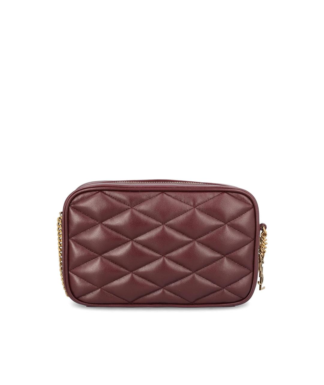 SAINT LAURENT Бордовая кожаная сумка через плечо, фото 2