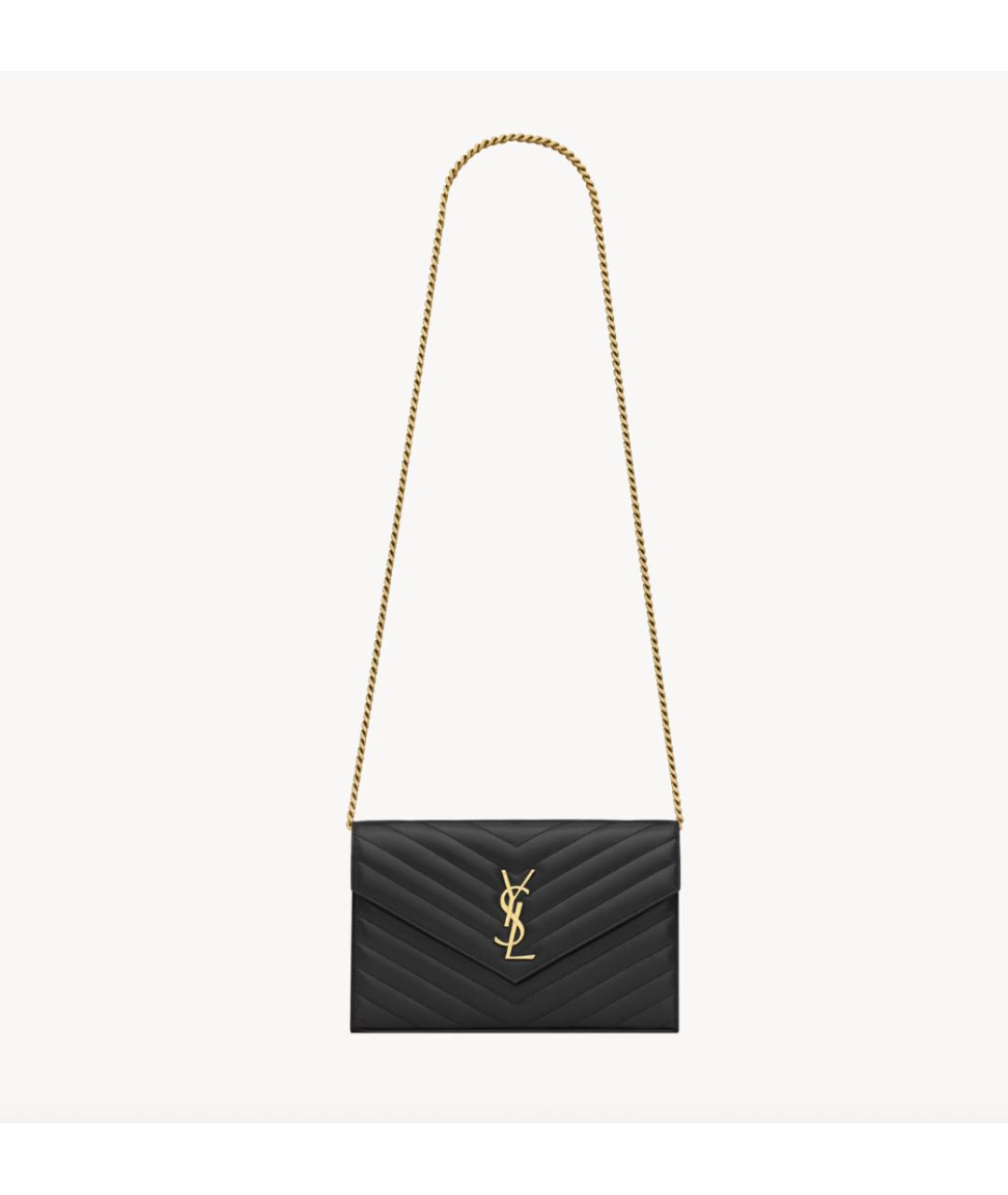 SAINT LAURENT Черная кожаная сумка через плечо, фото 7