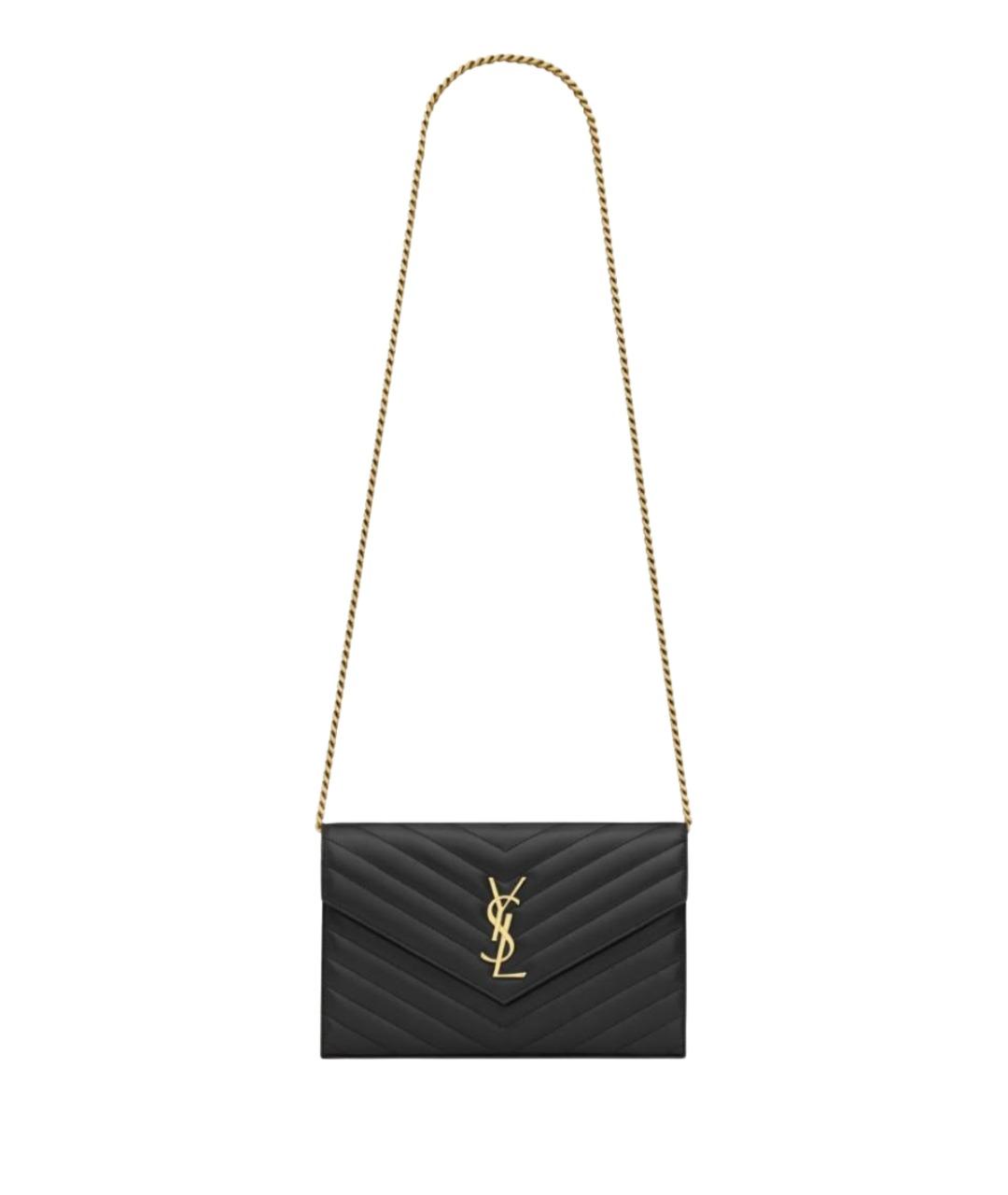 SAINT LAURENT Черная кожаная сумка через плечо, фото 1