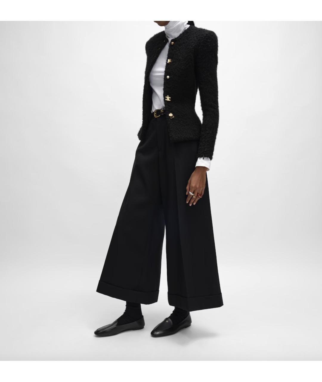 CELINE Черные шерстяные брюки широкие, фото 3