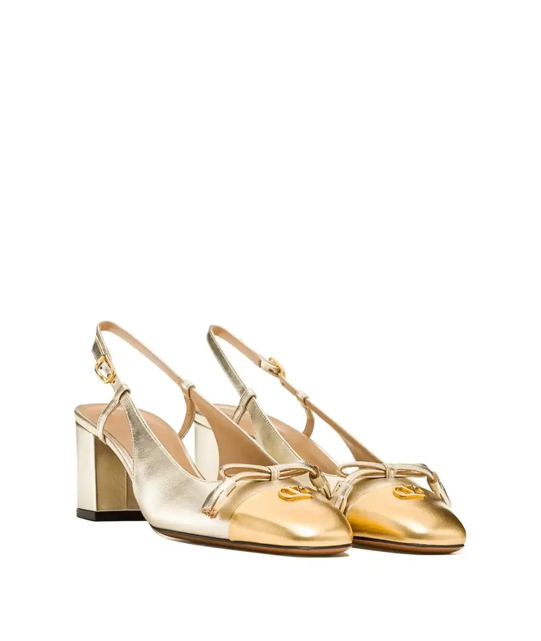 VALENTINO Золотые кожаные туфли, фото 3
