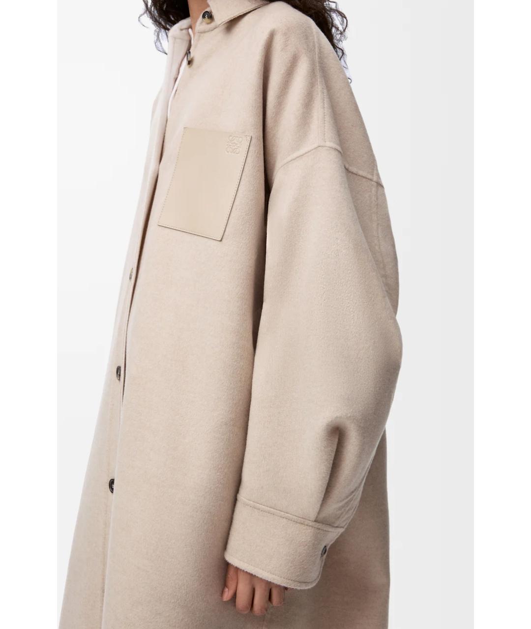 LOEWE Бежевое шерстяное пальто, фото 4