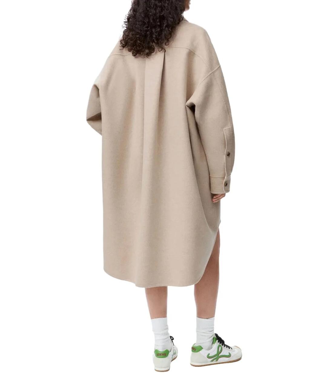 LOEWE Бежевое шерстяное пальто, фото 5