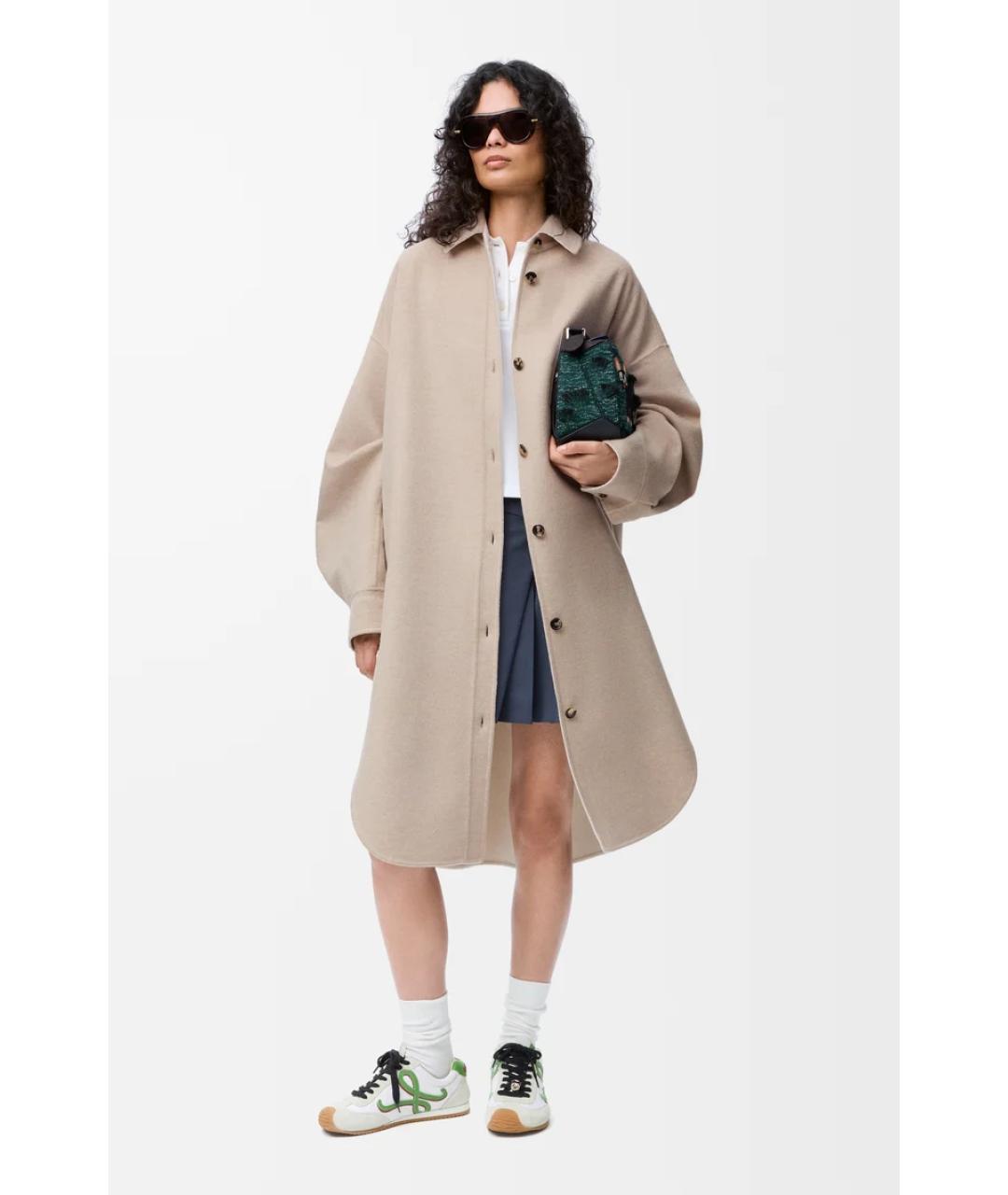 LOEWE Бежевое шерстяное пальто, фото 2