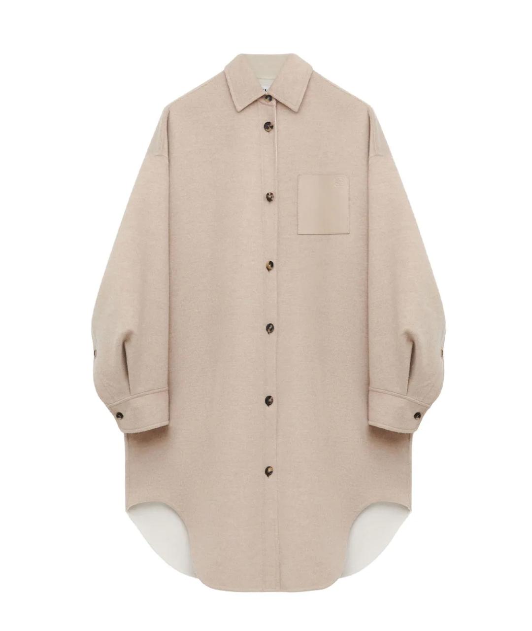 LOEWE Бежевое шерстяное пальто, фото 1