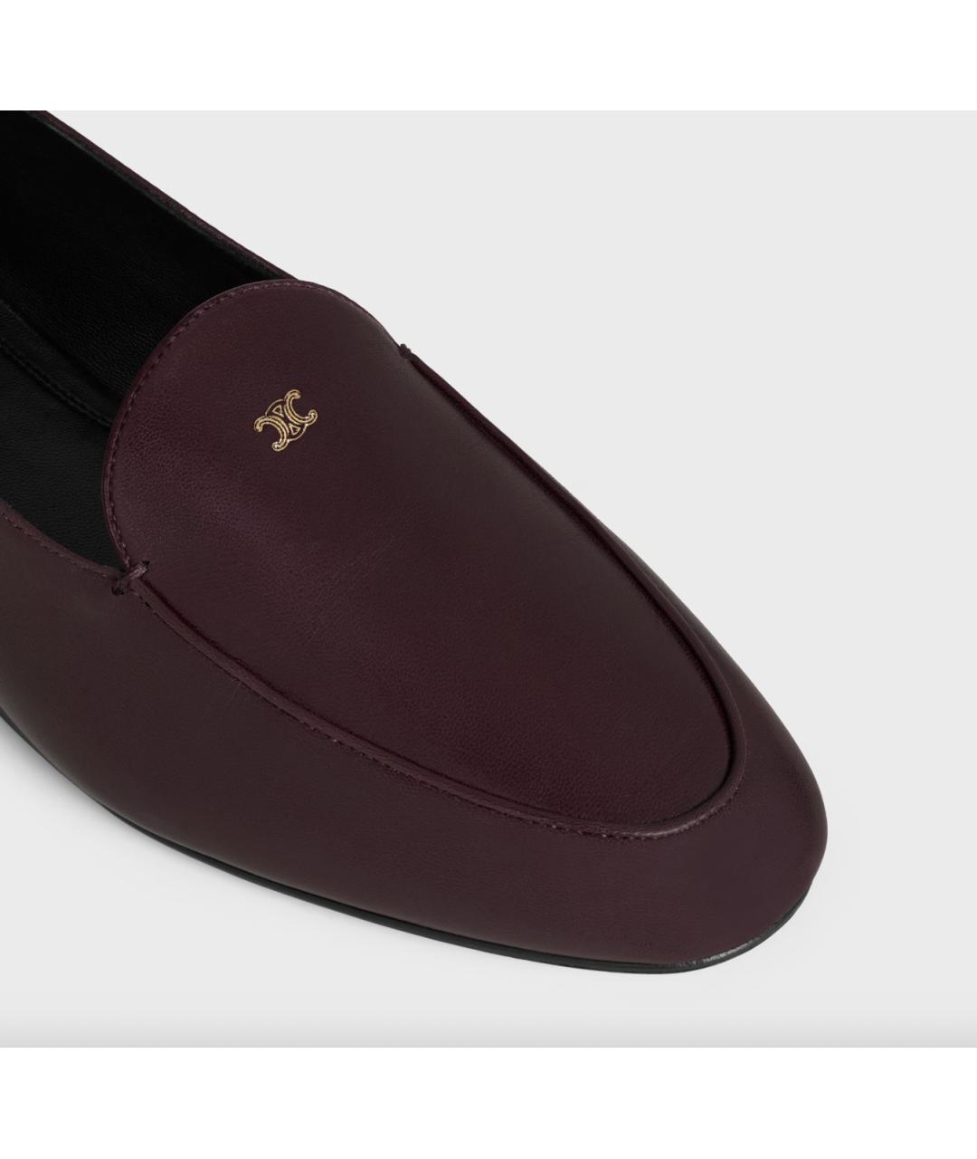 CELINE Бордовые кожаные лоферы, фото 4