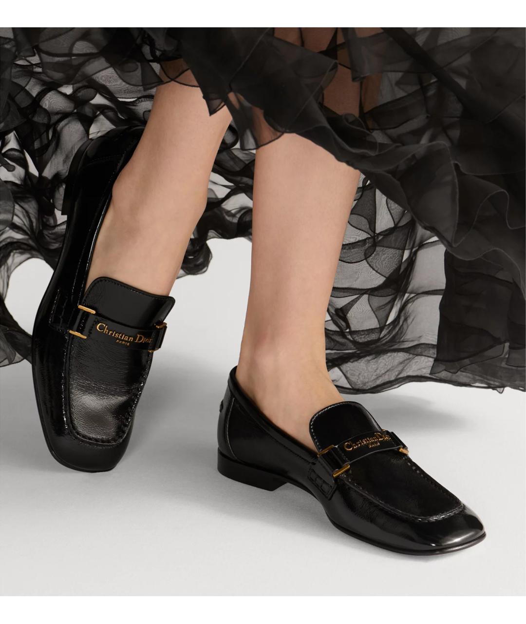 CHRISTIAN DIOR Черные лоферы из лакированной кожи, фото 2