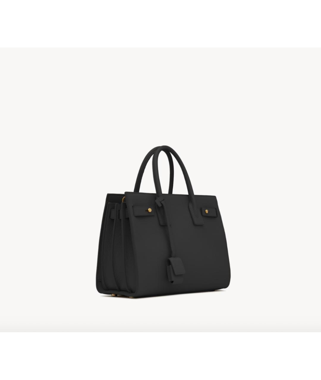 SAINT LAURENT Черная кожаная сумка с короткими ручками, фото 5