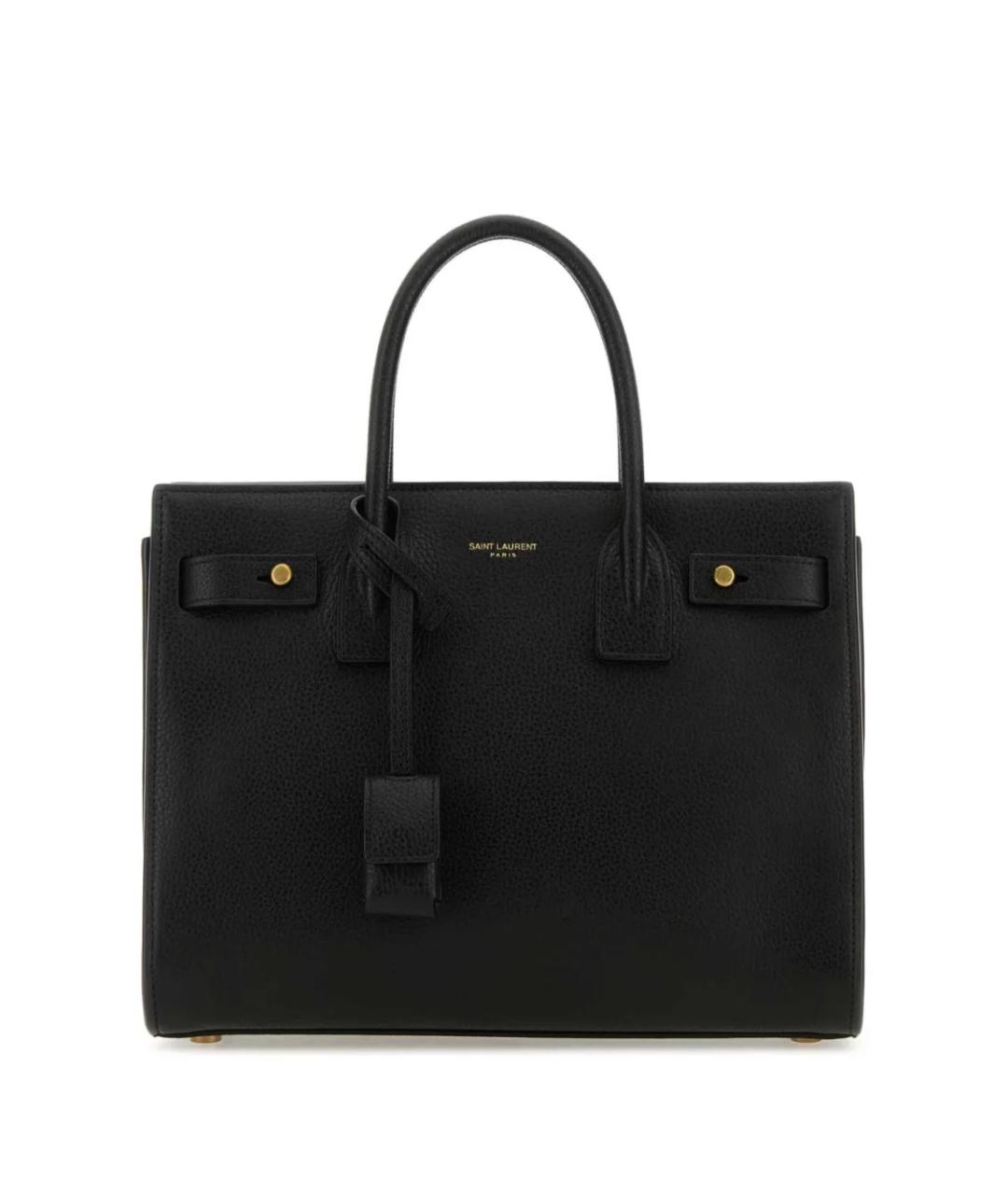 SAINT LAURENT Черная кожаная сумка с короткими ручками, фото 1